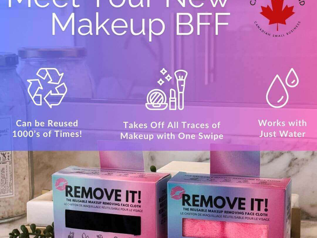 Remove It Makeup Removing Cloth packaging showcasing eco-friendly makeup removal benefits.