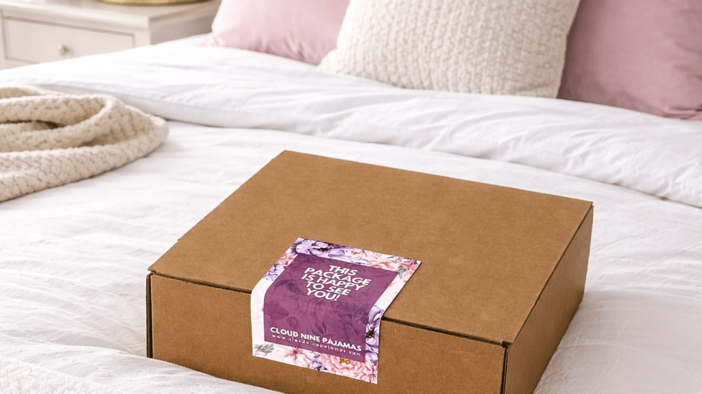 Spring 2026 Seasonal Box on a cozy bed with decorative pillows and soft bedding.