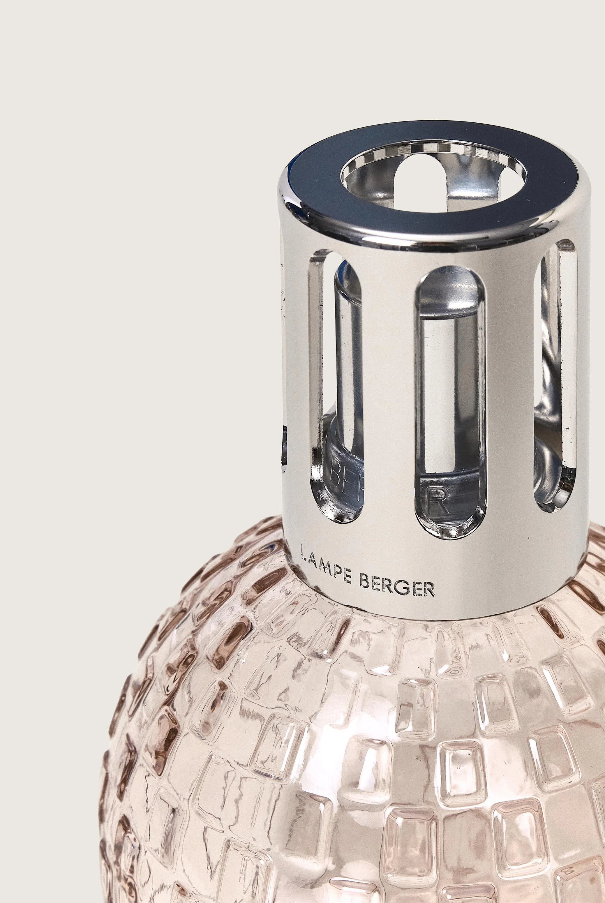 Maison Berger Paris Disco Fragrance Lamp Gift Set close-up of pink lamp top and decorative design.