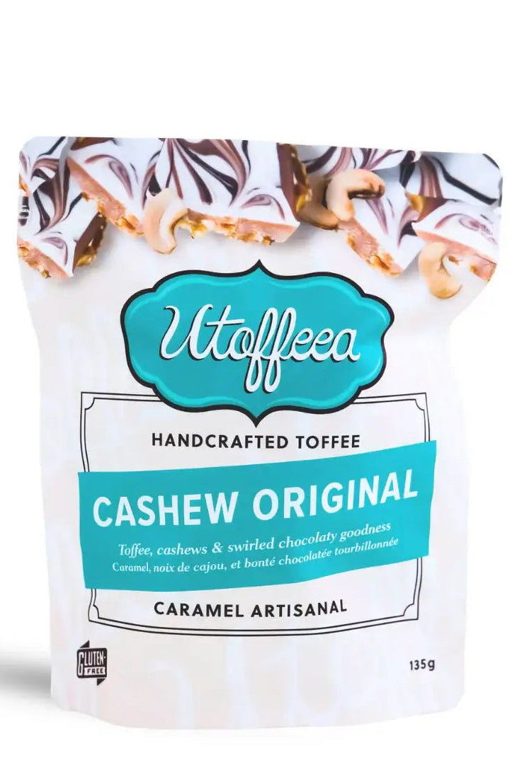 Utoffeea Cashew Original handcrafted toffee package on a white background