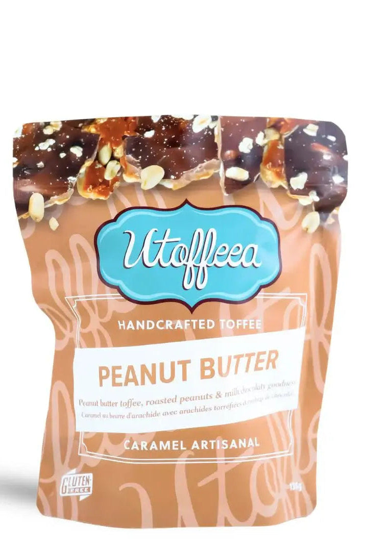 Utoffeea Peanut Butter handcrafted toffee package on a white background
