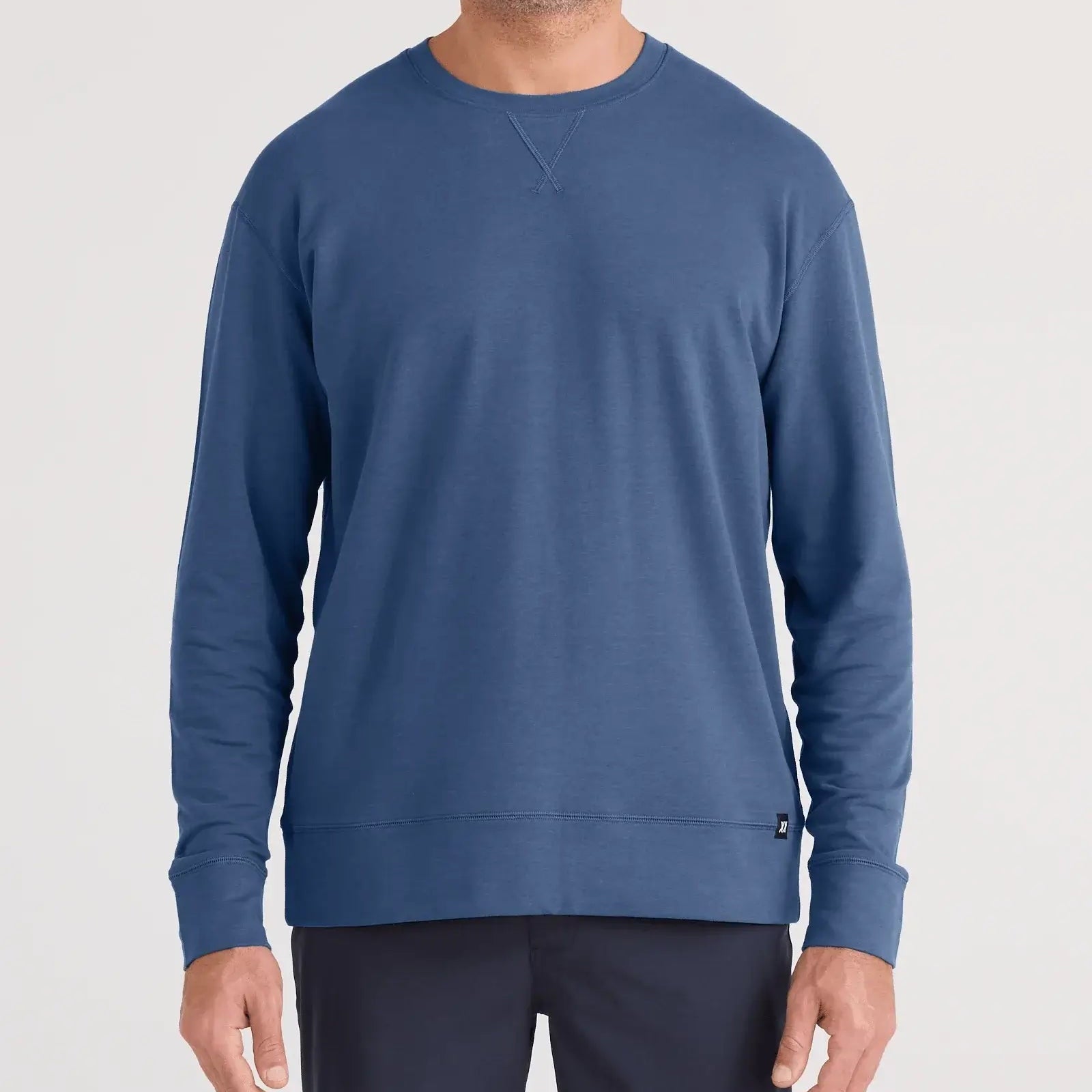 men's 3six five crew in washed indigo by SAXX