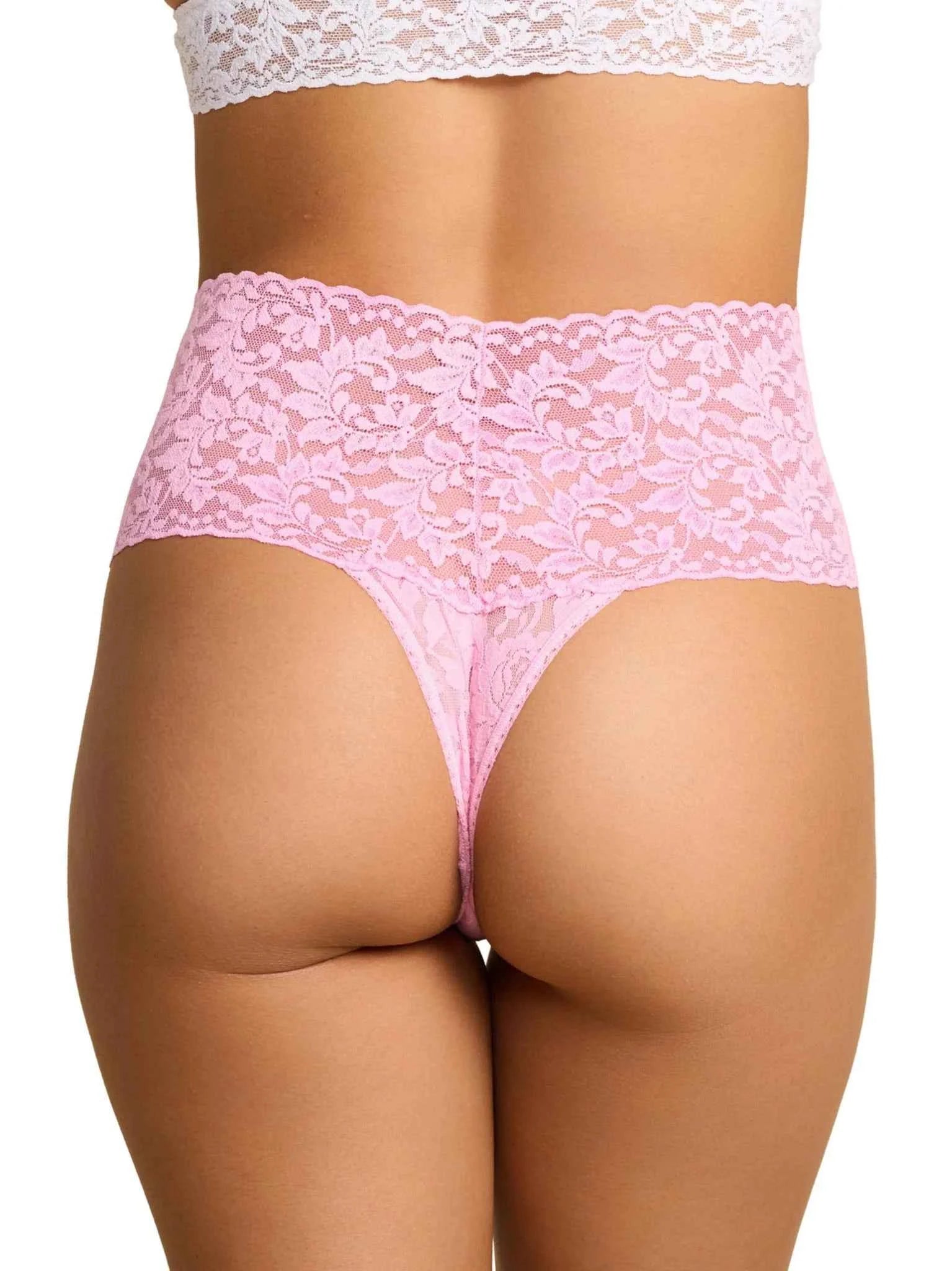 Hanky Panky Women's Signature Stretch Lace High-Waisted Retro Thong One Size Fits Most