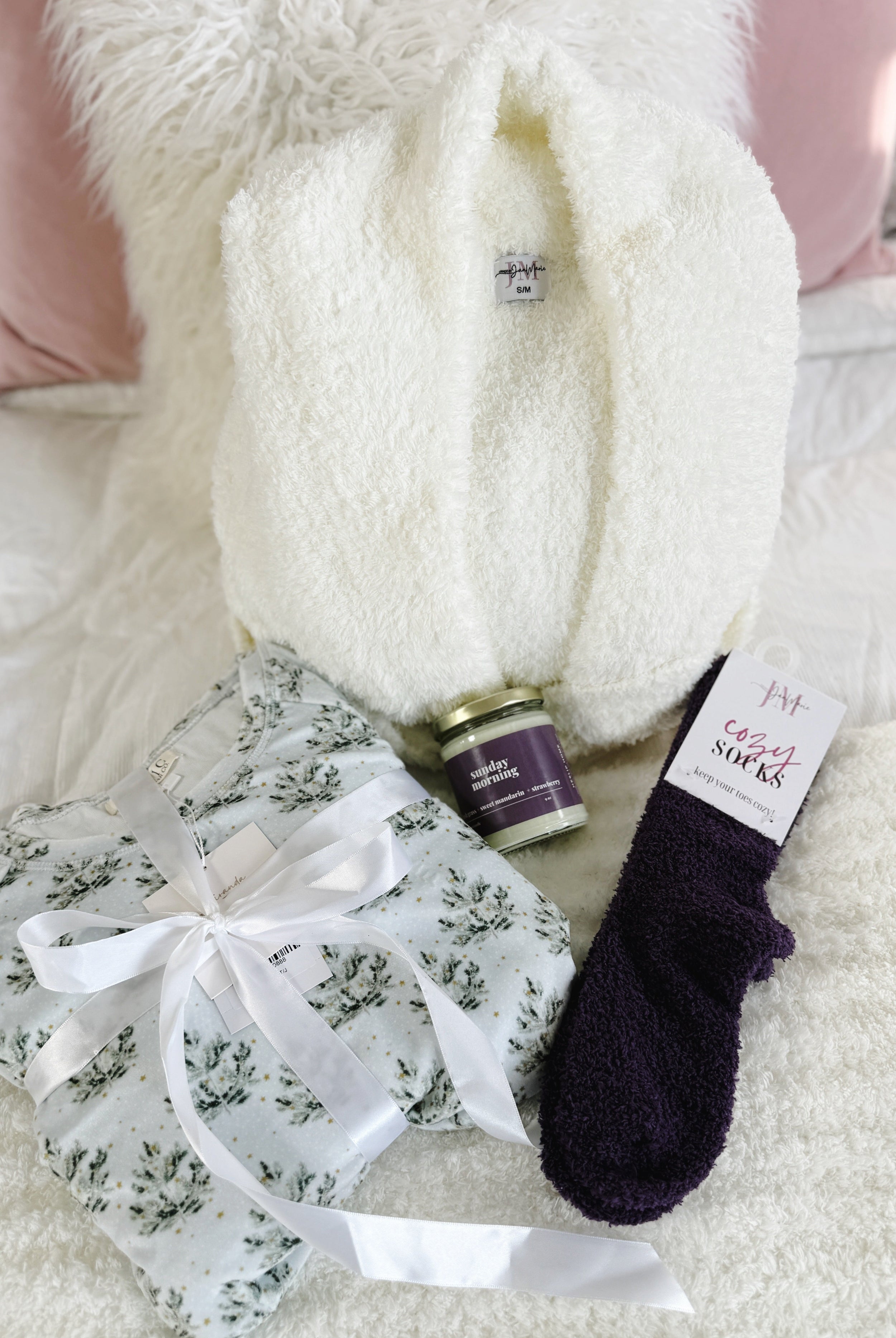 Warmth & Wellness Gift Set | Velour PJs, Robe, Socks, Candle