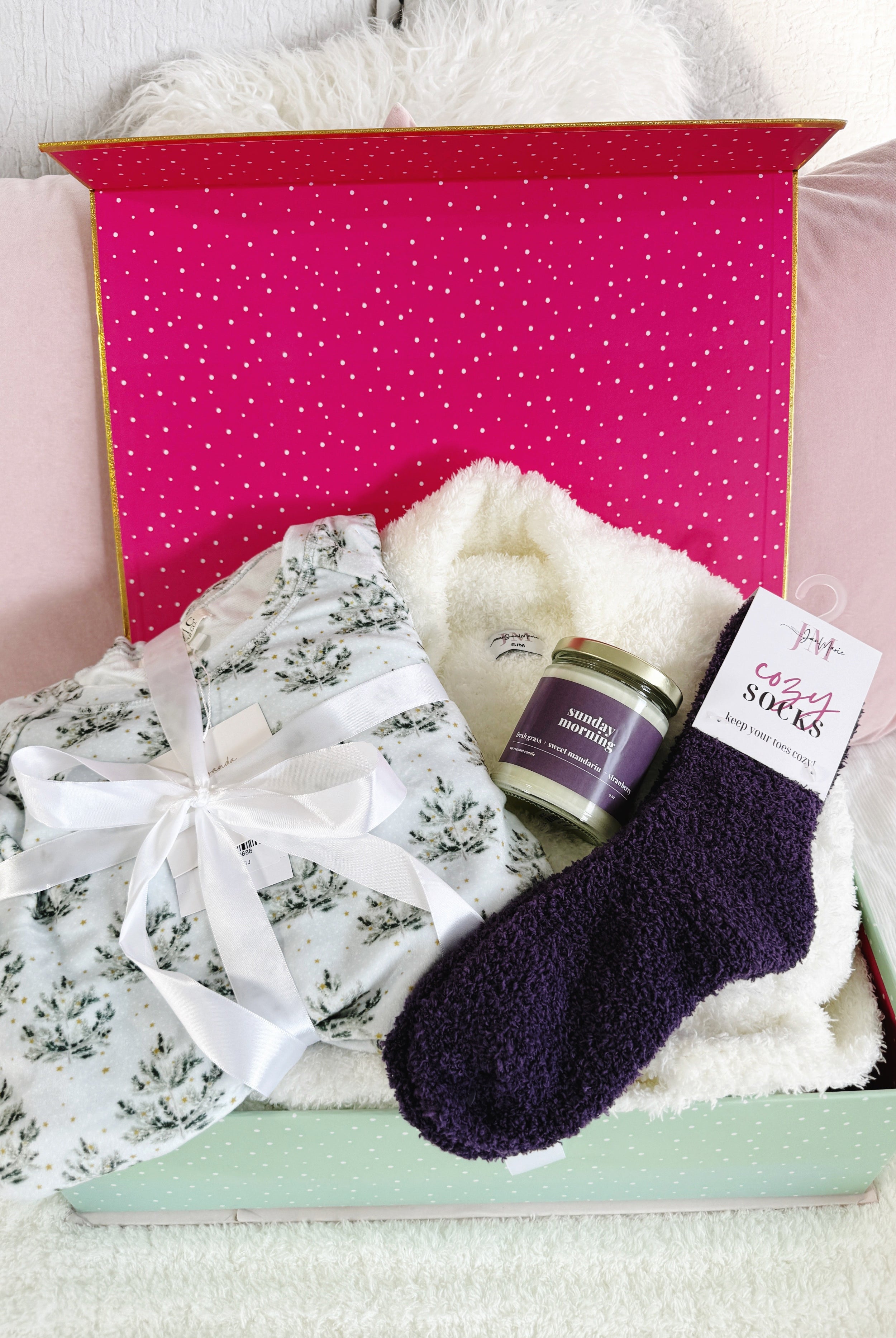 Warmth & Wellness Gift Set | Velour PJs, Robe, Socks, Candle