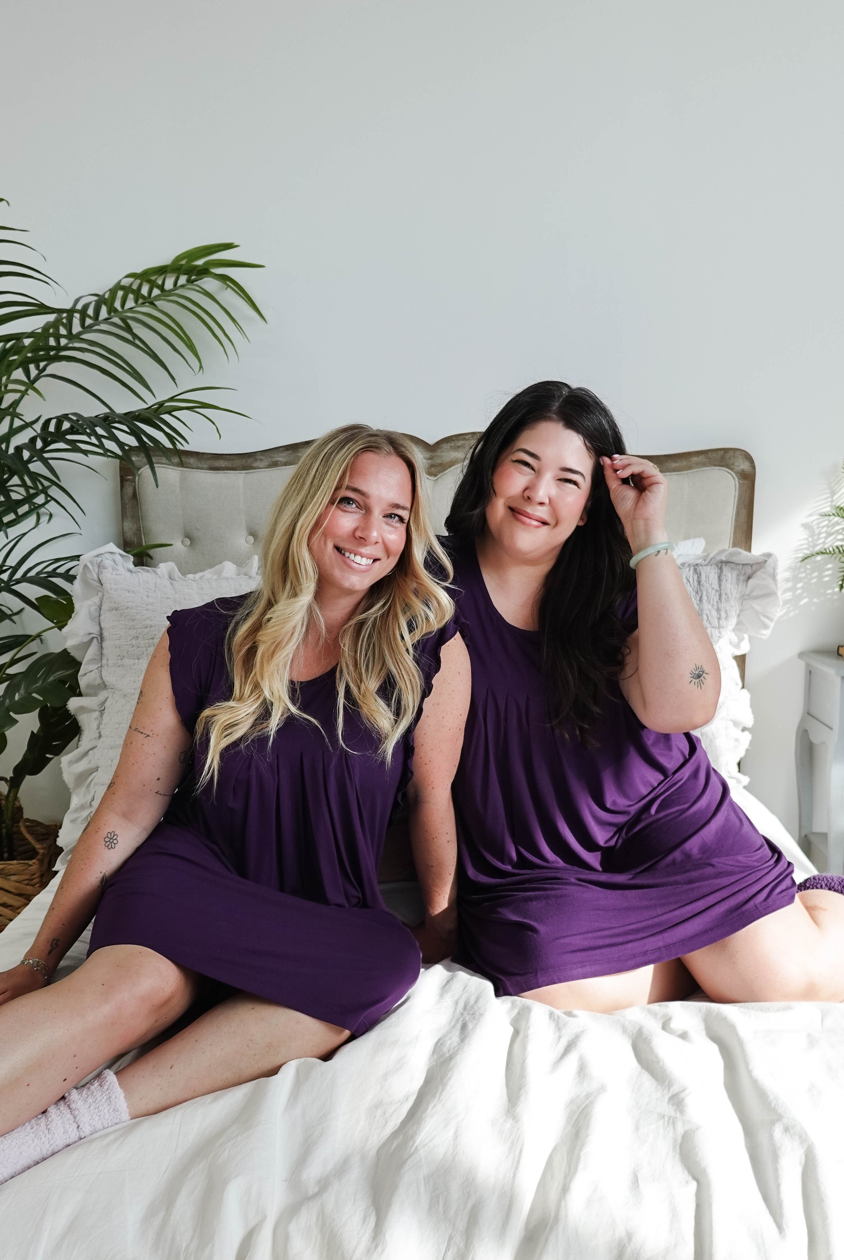 women's dark purple knee length nightgown bamboo Georgia Rylan