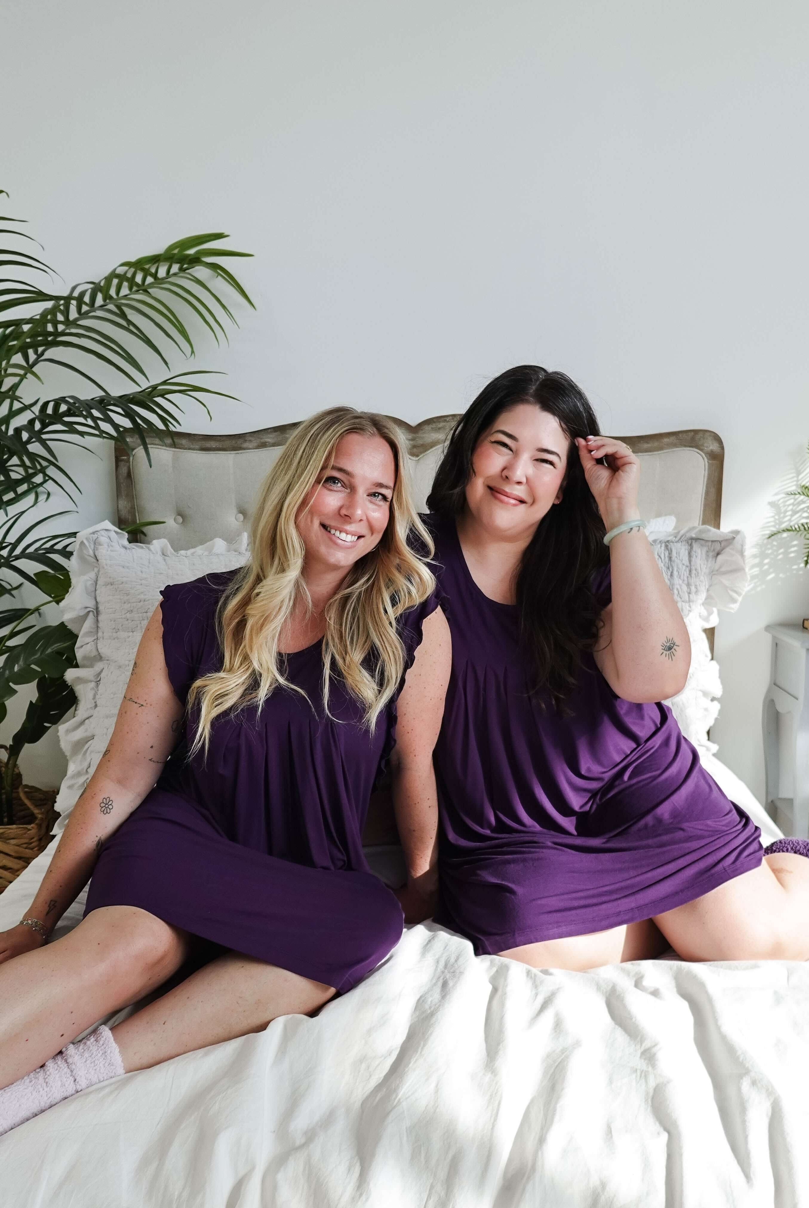 women's dark purple knee length nightgown bamboo Georgia Rylan