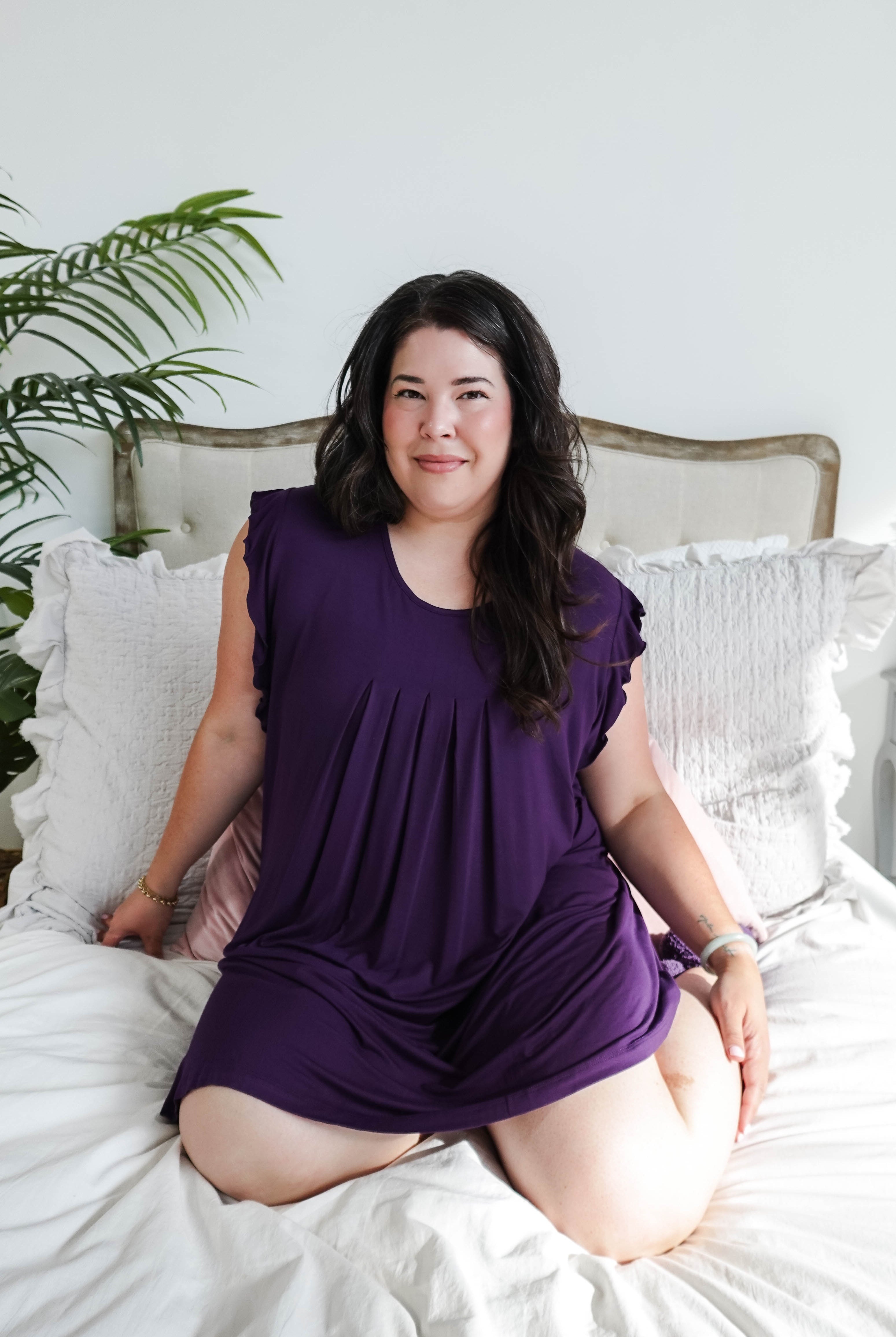 women's dark purple knee length nightgown bamboo Georgia Rylan