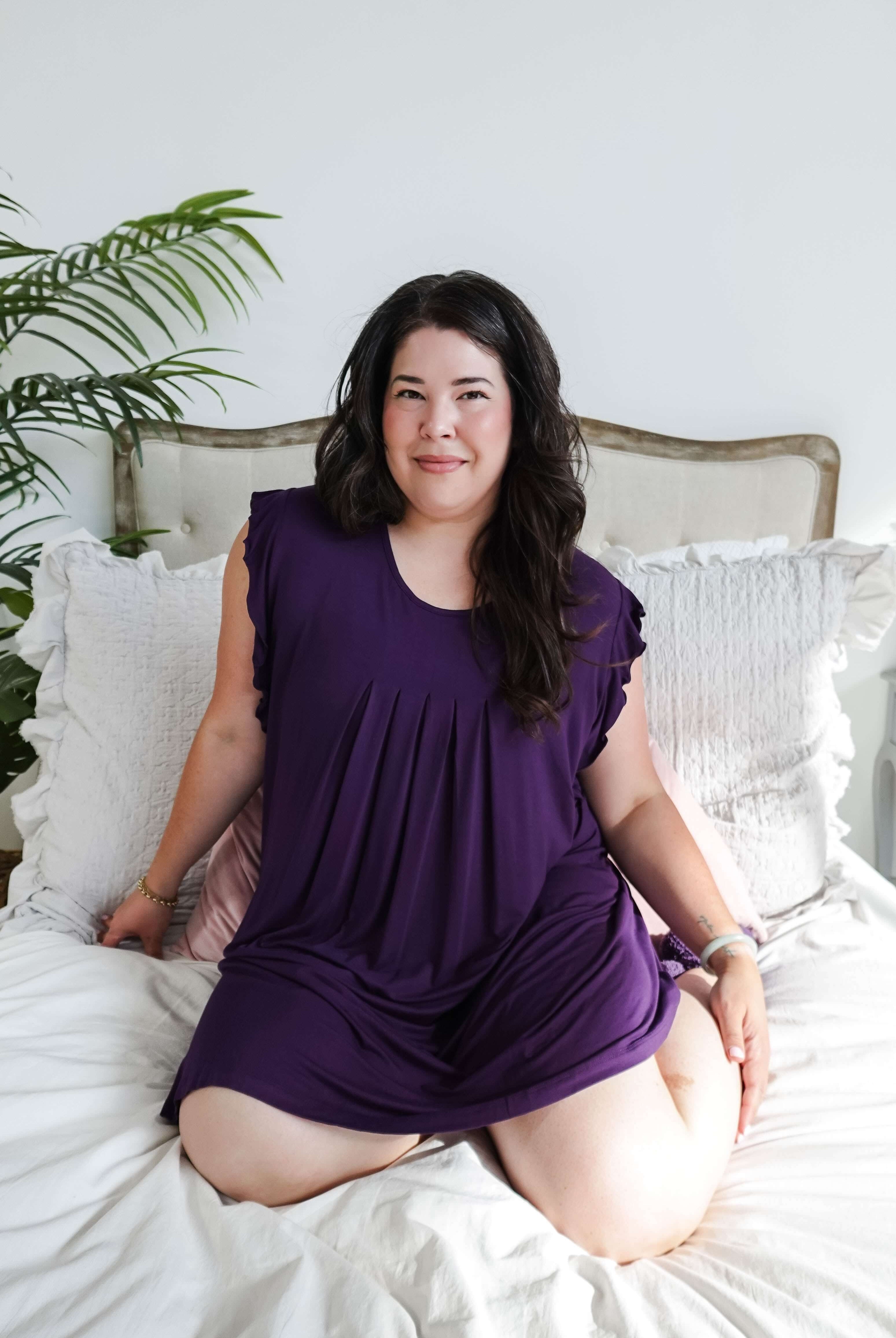 women's dark purple knee length nightgown bamboo Georgia Rylan