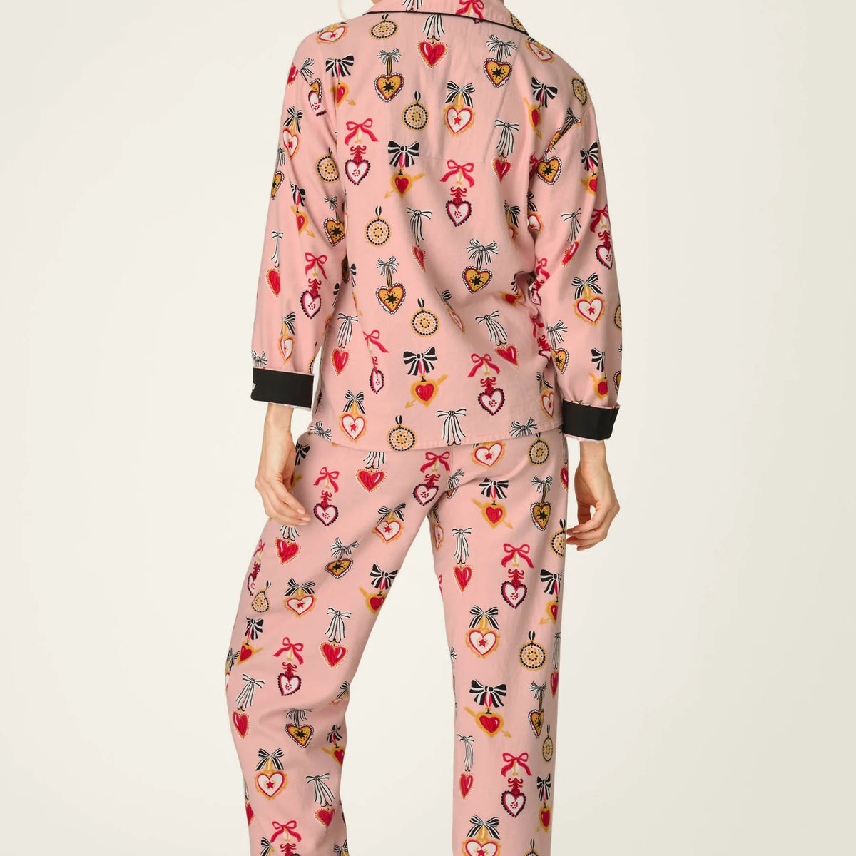 PJ Salvage Amour Flannel PJ Set model back view — Cloud Nine Pajamas Edmonton