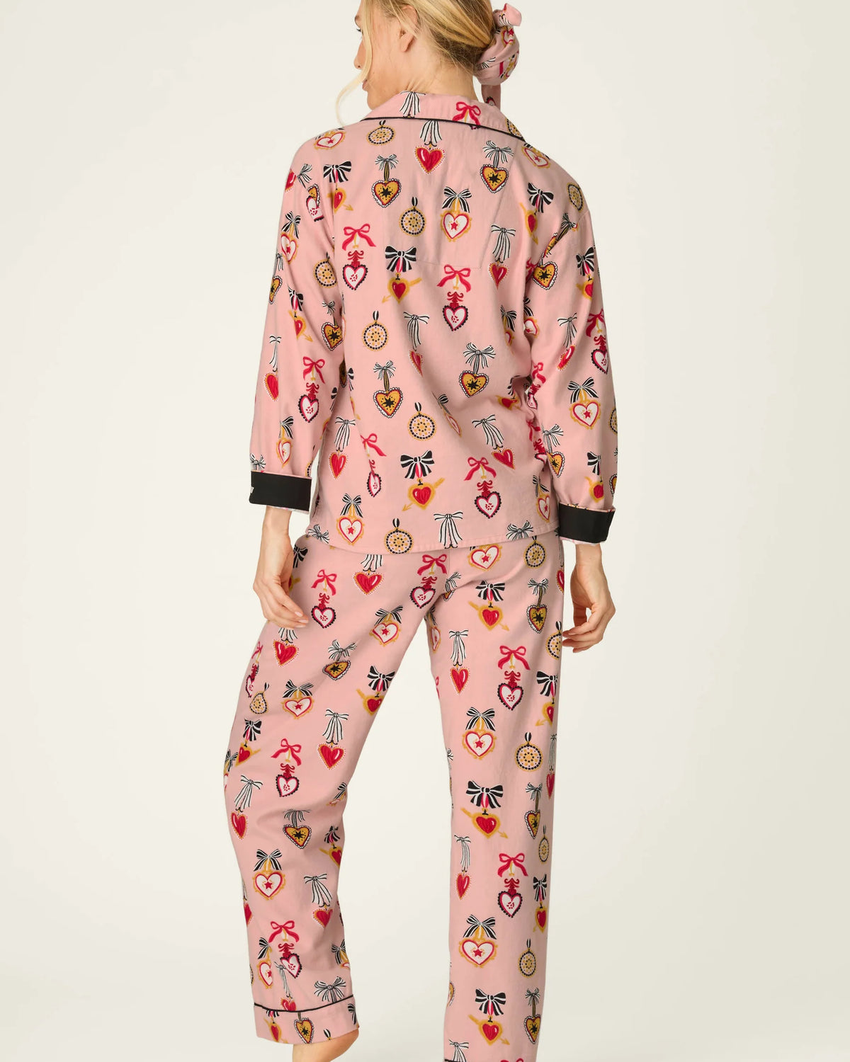 PJ Salvage Amour Flannel PJ Set model back view — Cloud Nine Pajamas Edmonton