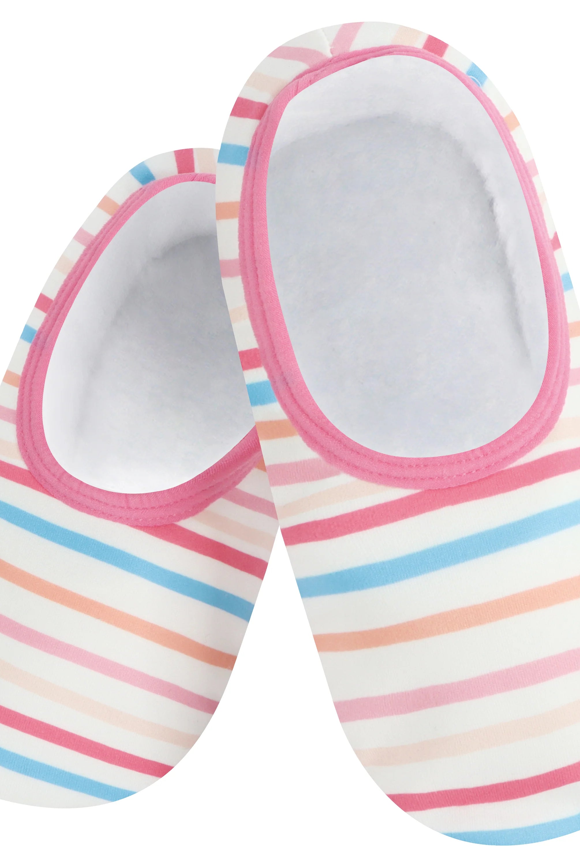 Snoozies Skinnies Lightweight Slipper Socks in Beachy Stripes Print - Non-skid Soles