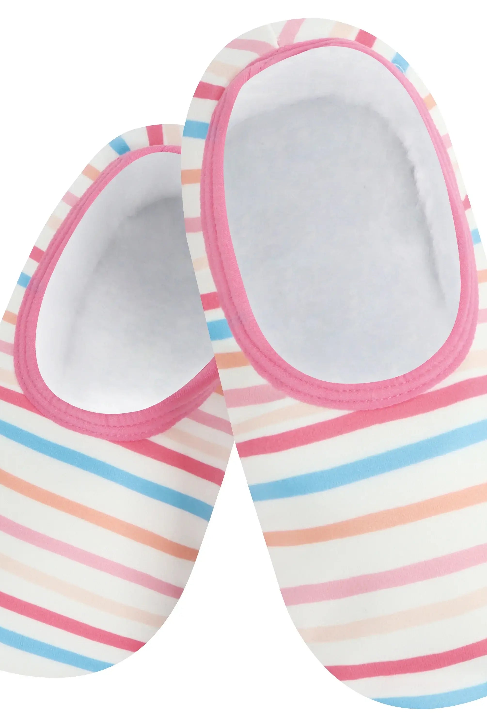 Snoozies Skinnies Lightweight Slipper Socks in Beachy Stripes Print - Non-skid Soles