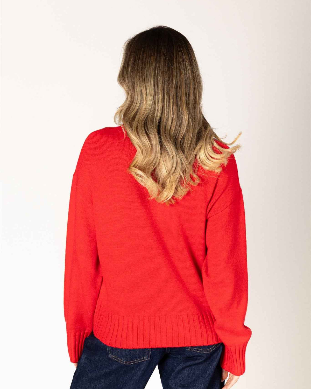 Lyla & Luxe Beau Women's Ribbed Essentials Cardigan in Poppy Red