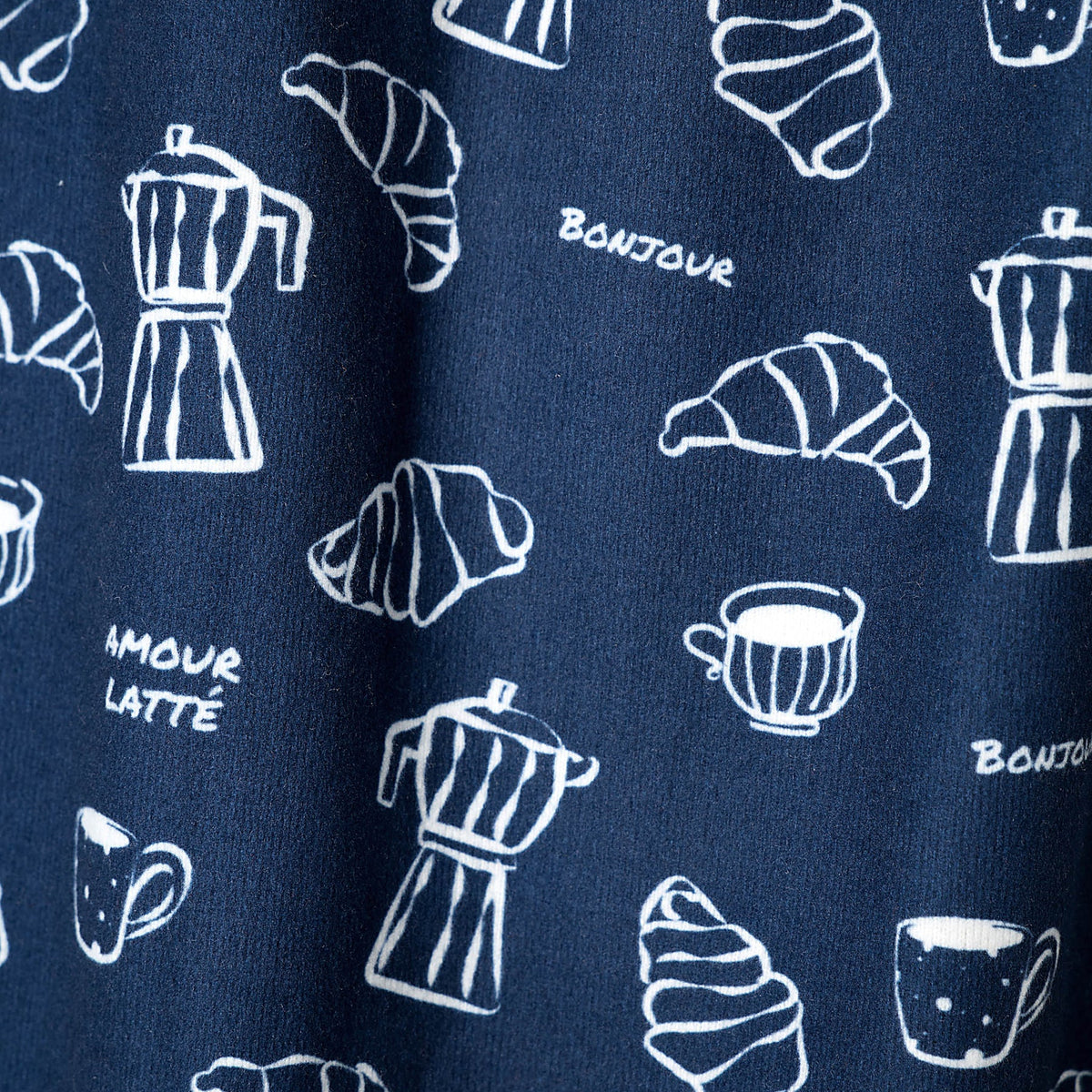 PJ Salvage Bonjour Babe Deep Navy print swatch — Cloud Nine Pajamas