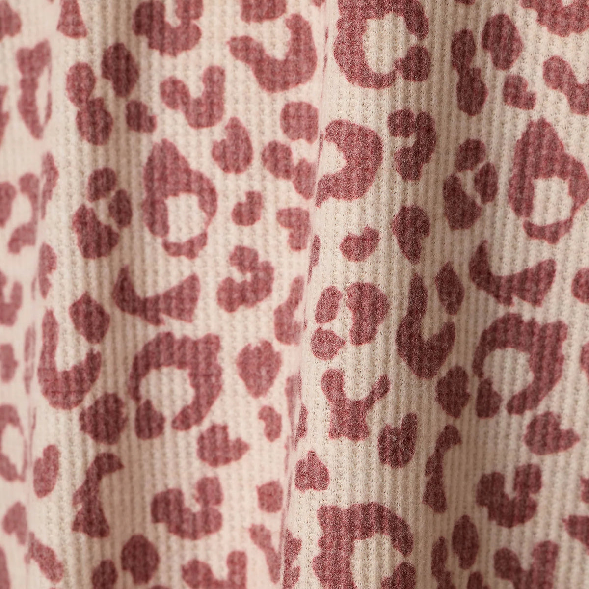 PJ Salvage Boyfriend Boxer Dark Wine ivory leopard waffle knit fabric swatch — Cloud Nine Pajamas