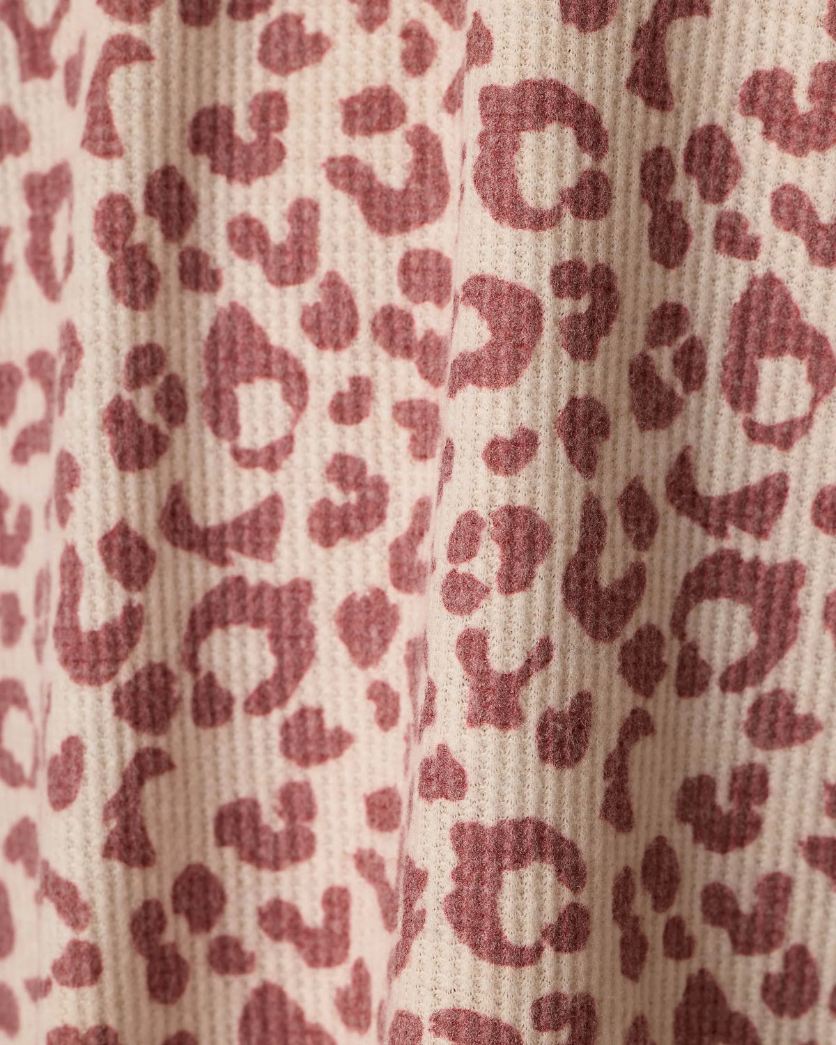 PJ Salvage Boyfriend Boxer Dark Wine ivory leopard waffle knit fabric swatch — Cloud Nine Pajamas