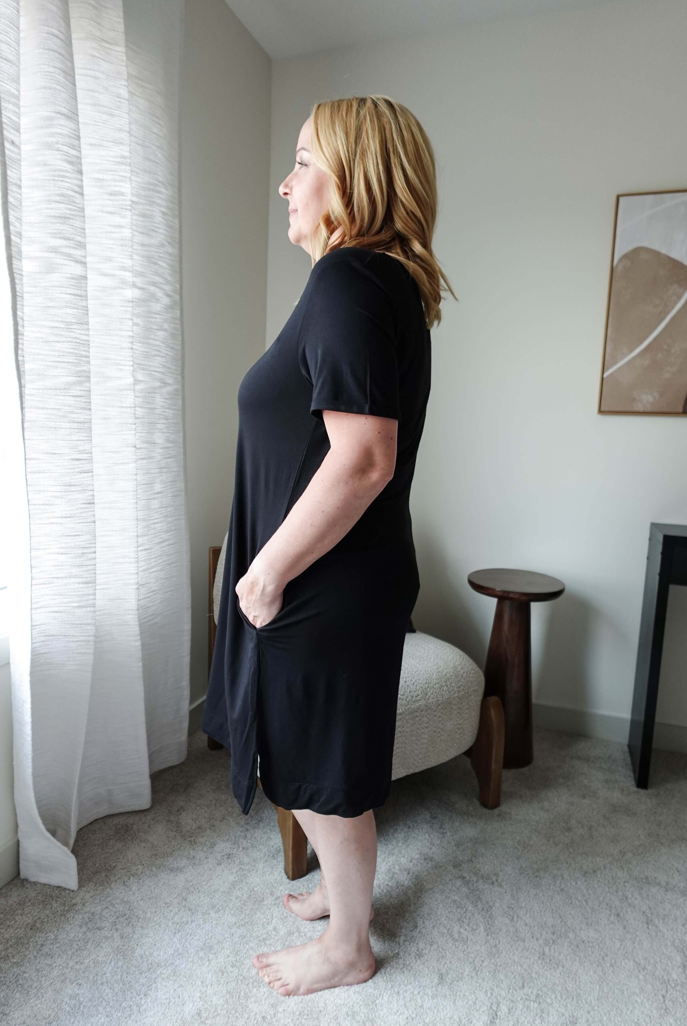 Black Beauty Nightshirt V Neck With Pockets Bamboo