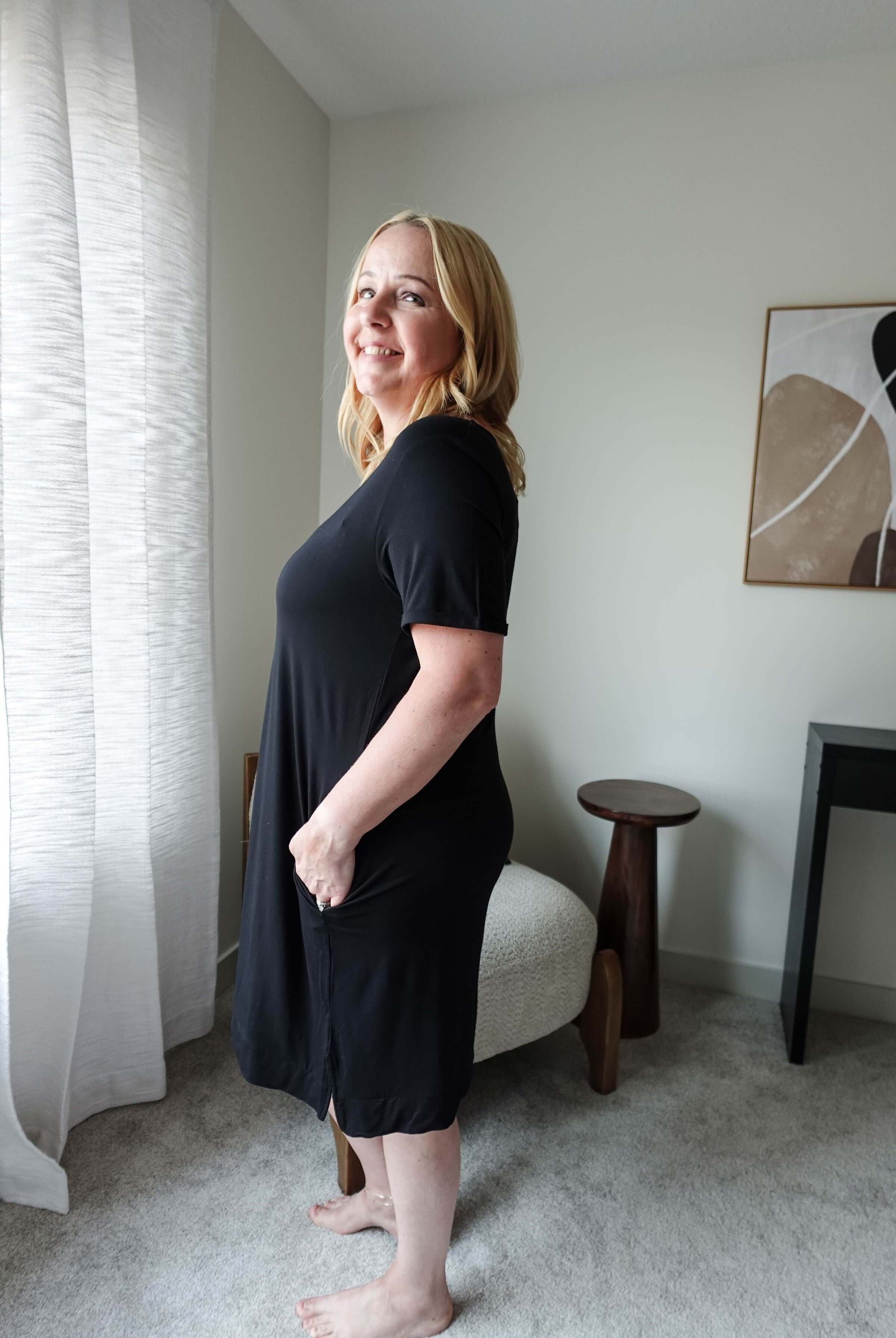 Black Beauty Nightshirt V Neck With Pockets Bamboo