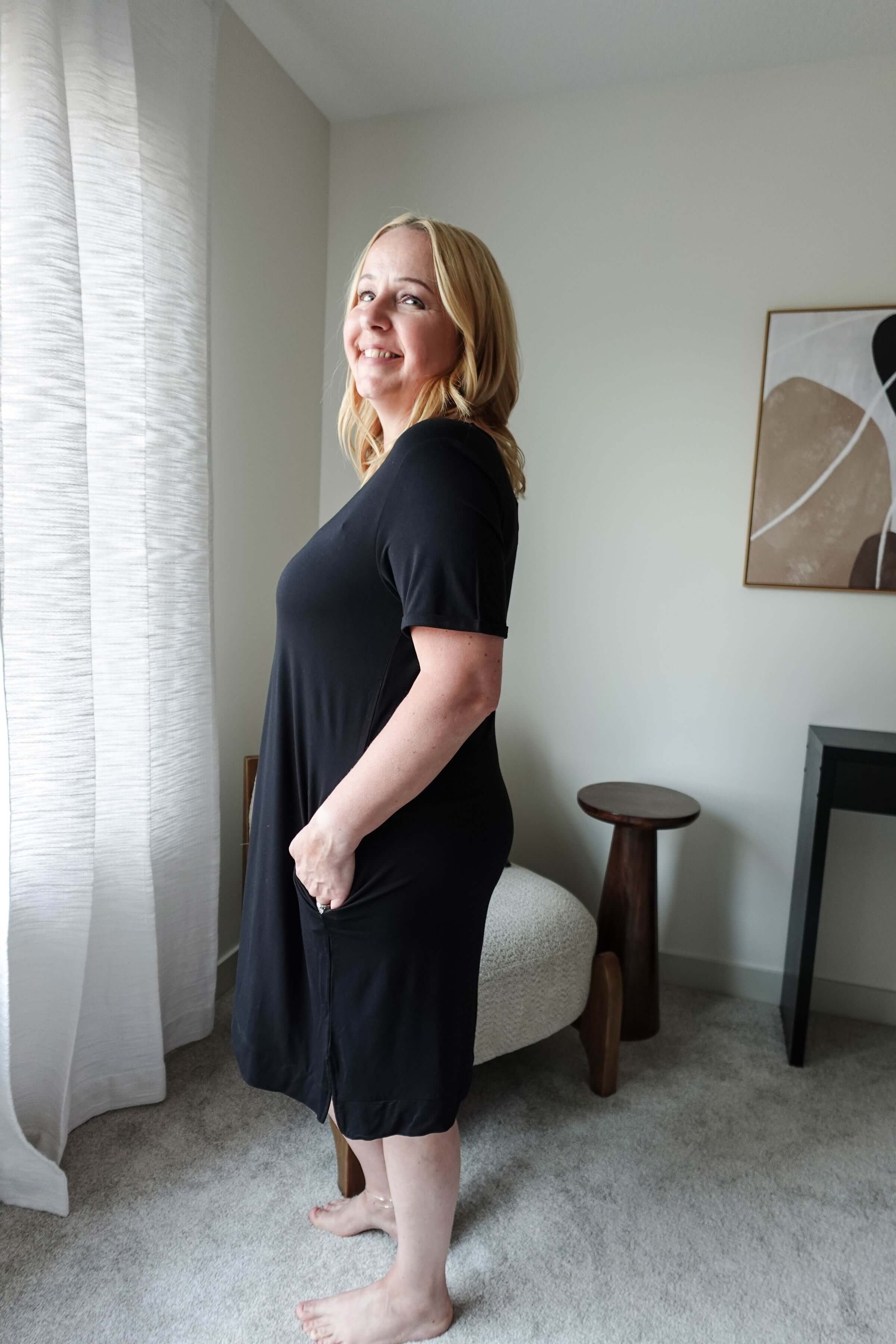 Black Beauty Nightshirt V Neck With Pockets Bamboo