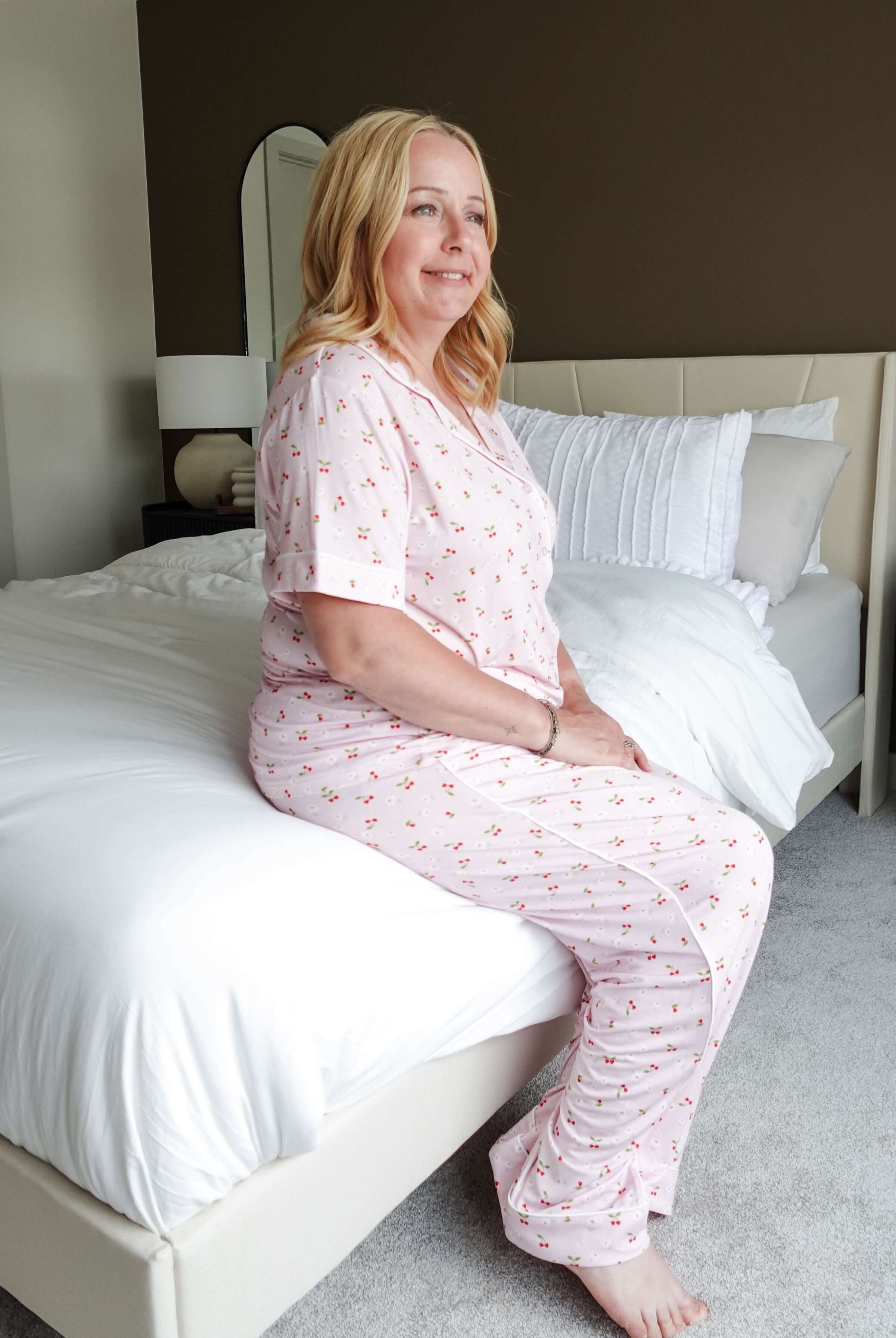 Short Sleeve Button Up/Straight Pant PJ Set - Bamboo | Pink Cherries