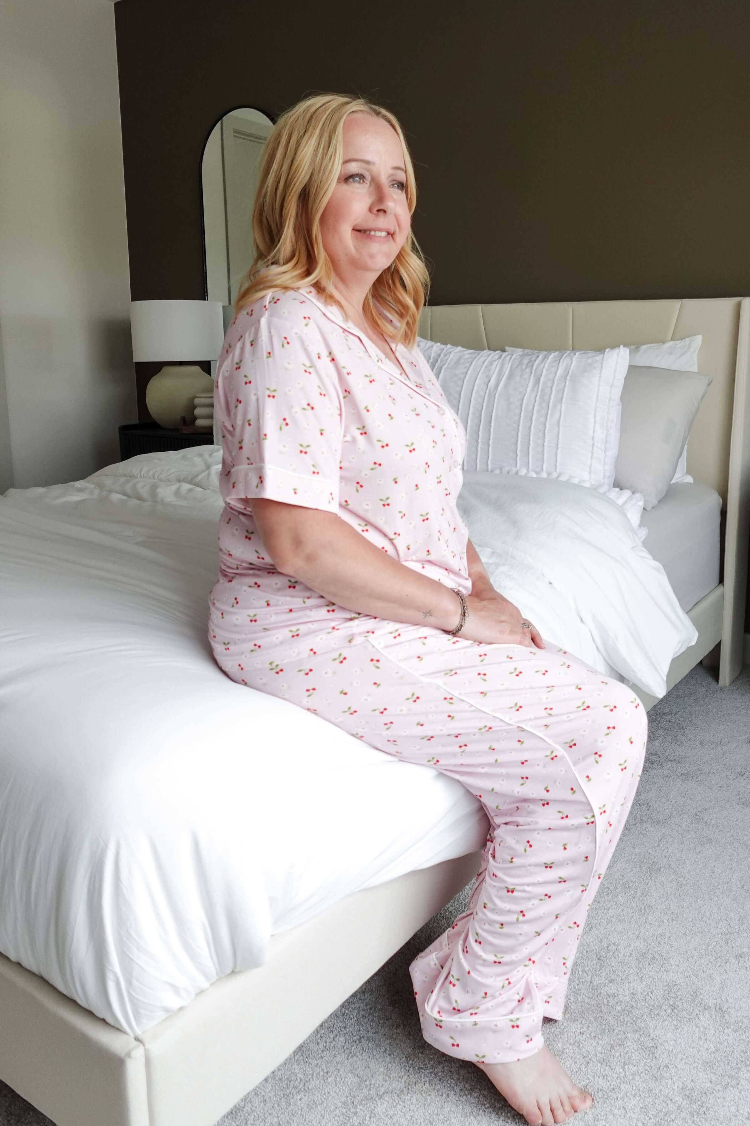 Short Sleeve Button Up/Straight Pant PJ Set - Bamboo | Pink Cherries
