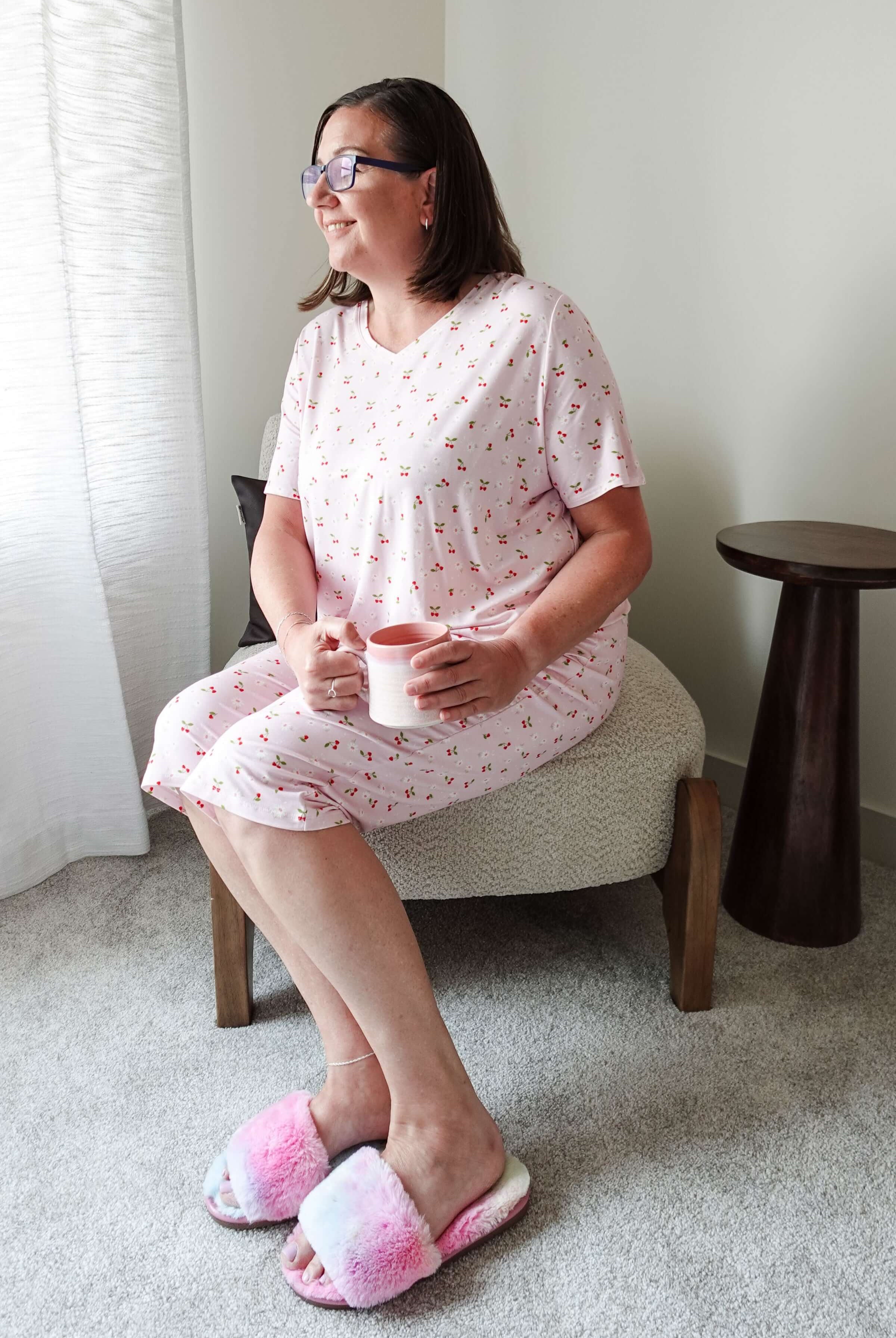 Short Sleeve Tee/Capri - Bamboo | Pink Cherries