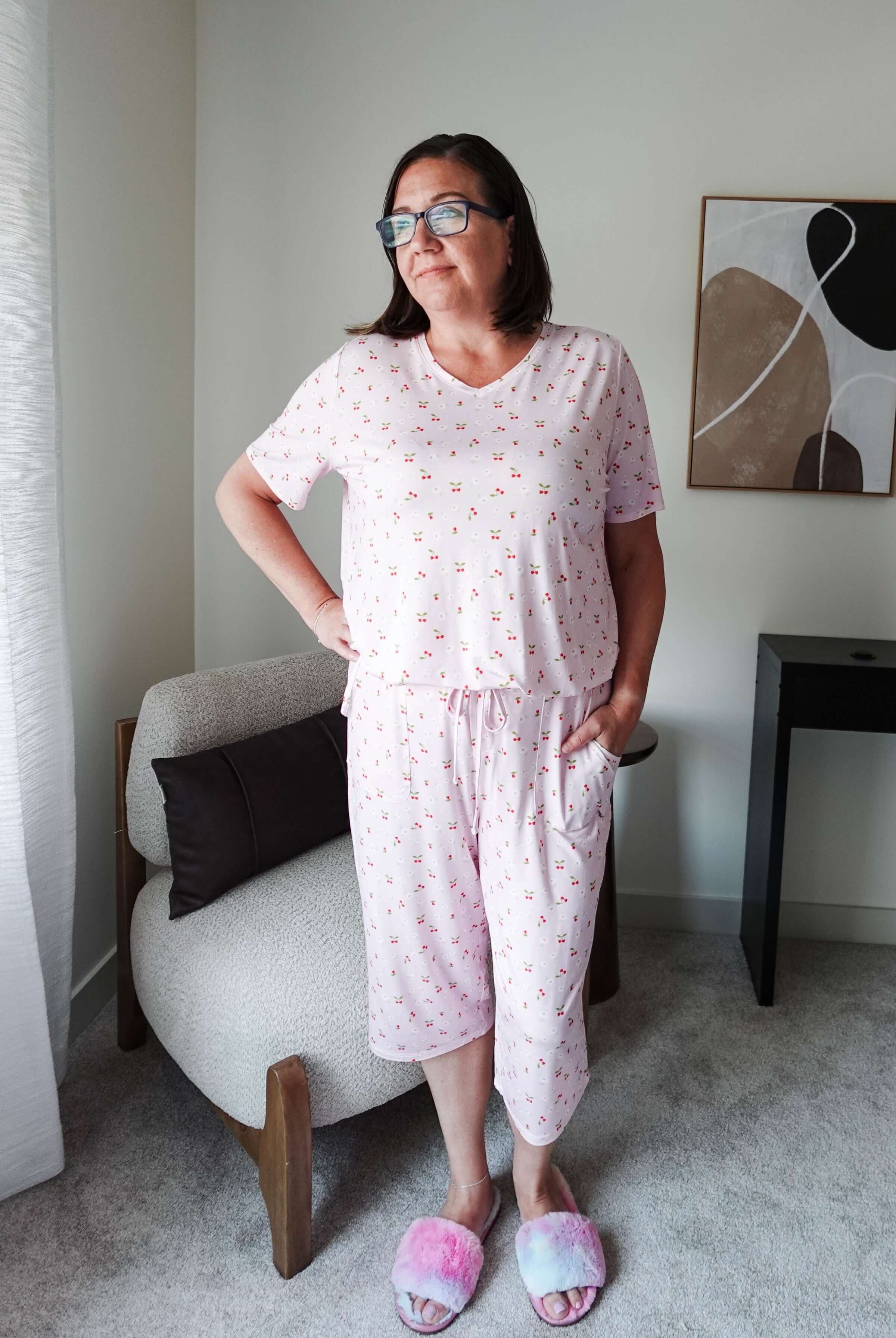 Short Sleeve Tee/Capri - Bamboo | Pink Cherries