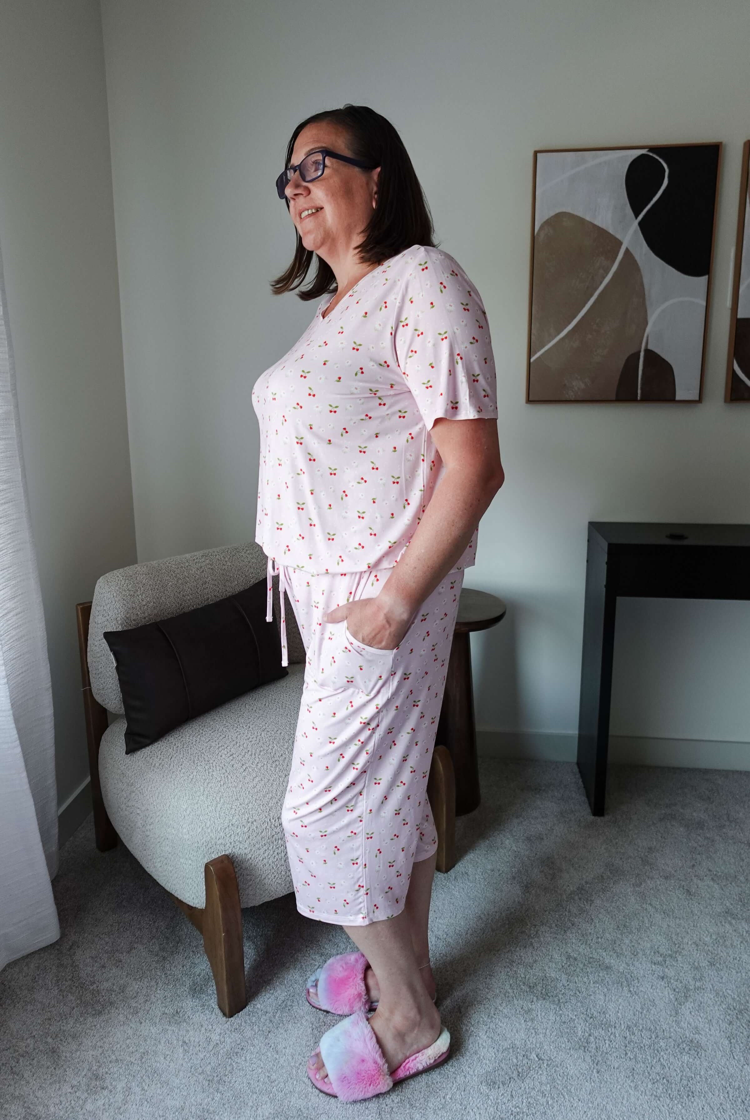 Short Sleeve Tee/Capri - Bamboo | Pink Cherries