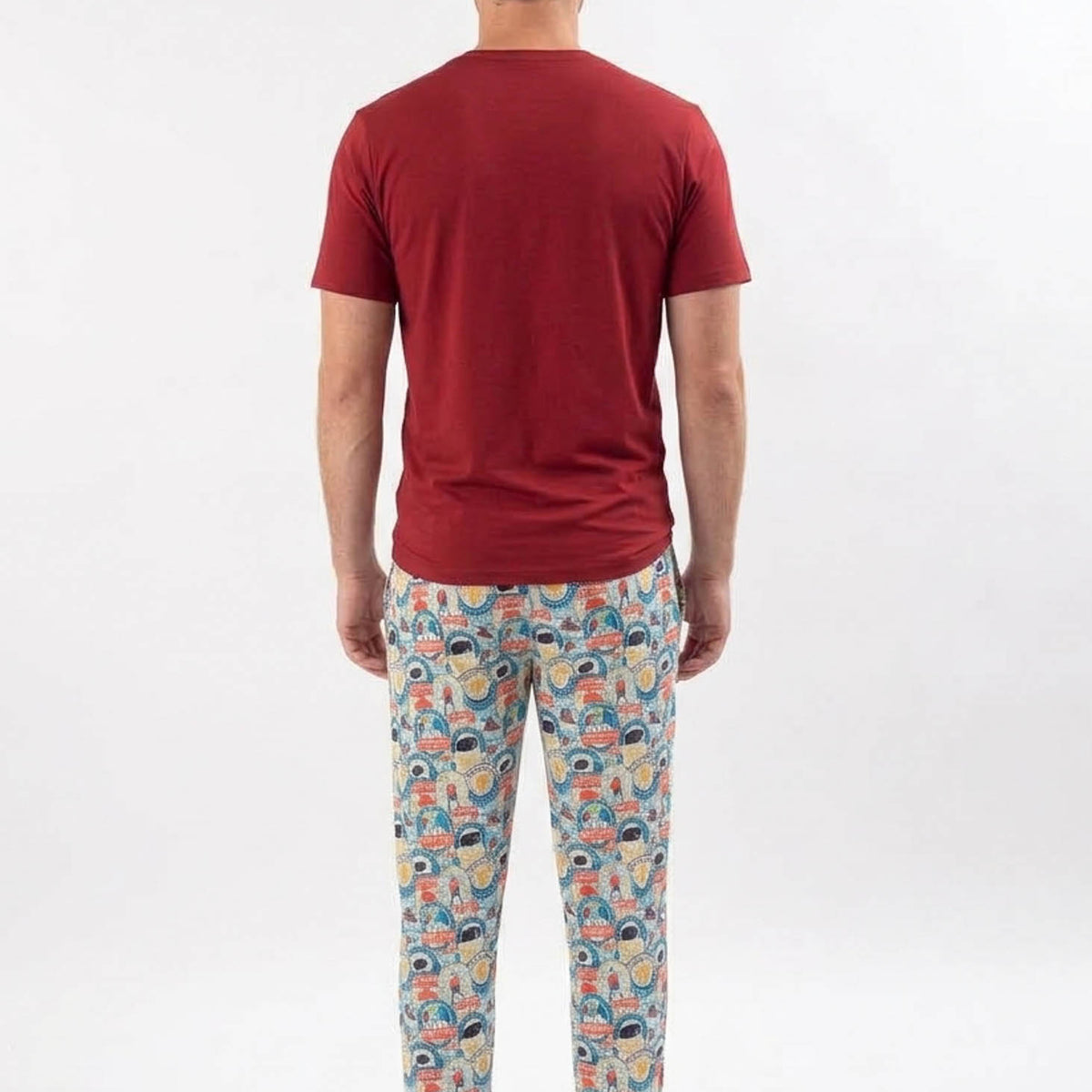 Bob's Sleepwear Co. Hockey Club Bamboo Jogger Pant men's back view — Cloud Nine Pajamas Edmonton