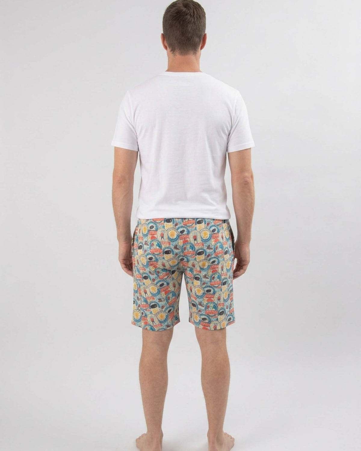 Bob's Sleepwear Co. Hockey Club Bamboo Sleep Shorts back view — Cloud Nine Pajamas Edmonton