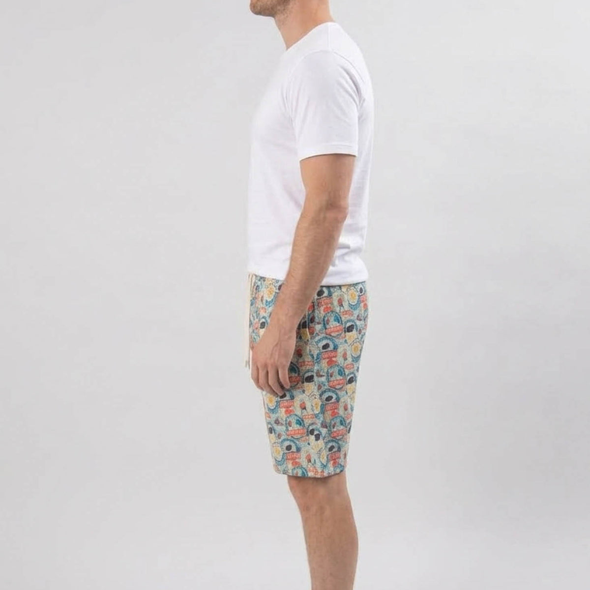 Bob's Sleepwear Co. Hockey Club Bamboo Sleep Shorts side view showing pockets — Cloud Nine Pajamas Edmonton