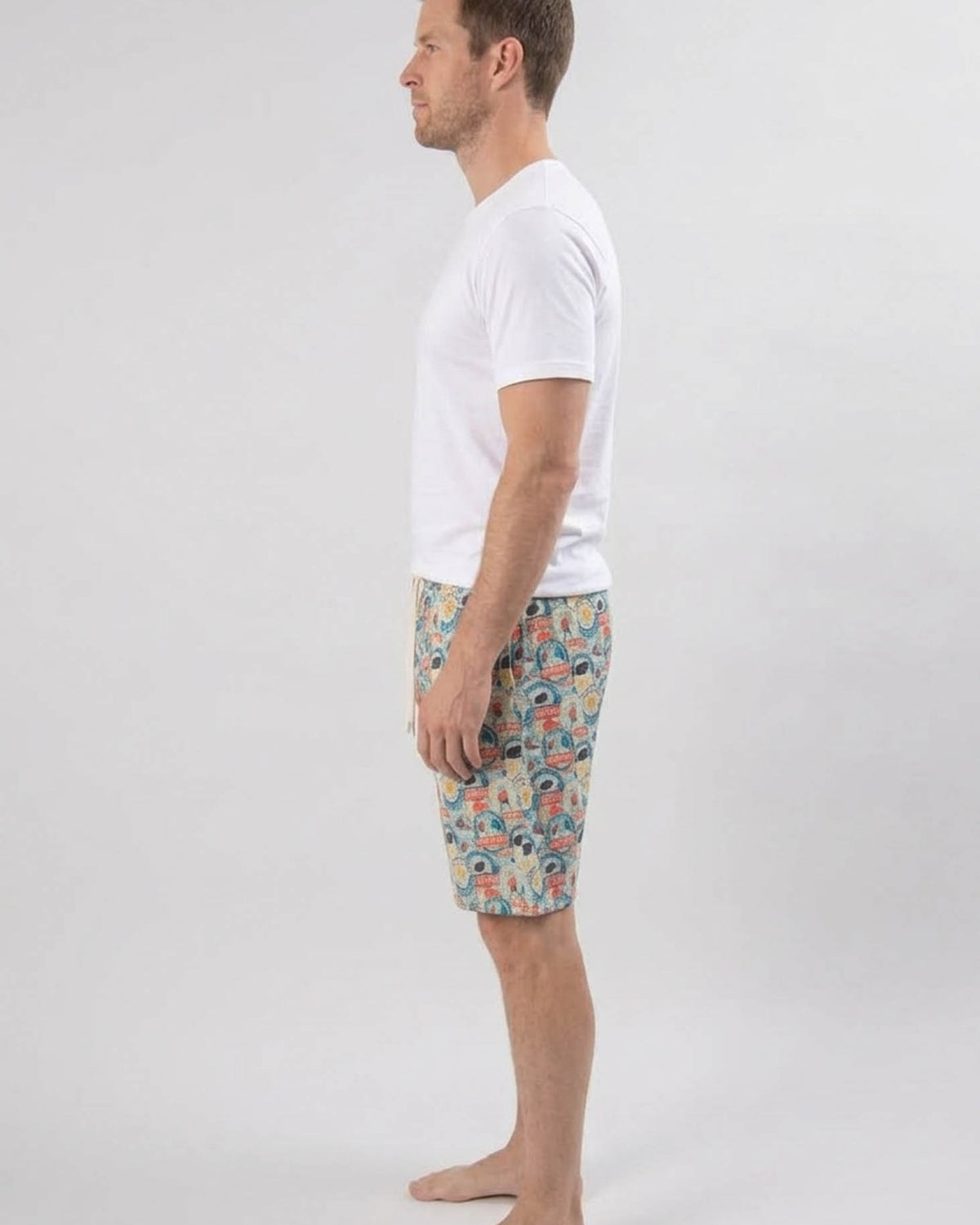 Bob's Sleepwear Co. Hockey Club Bamboo Sleep Shorts side view showing pockets — Cloud Nine Pajamas Edmonton