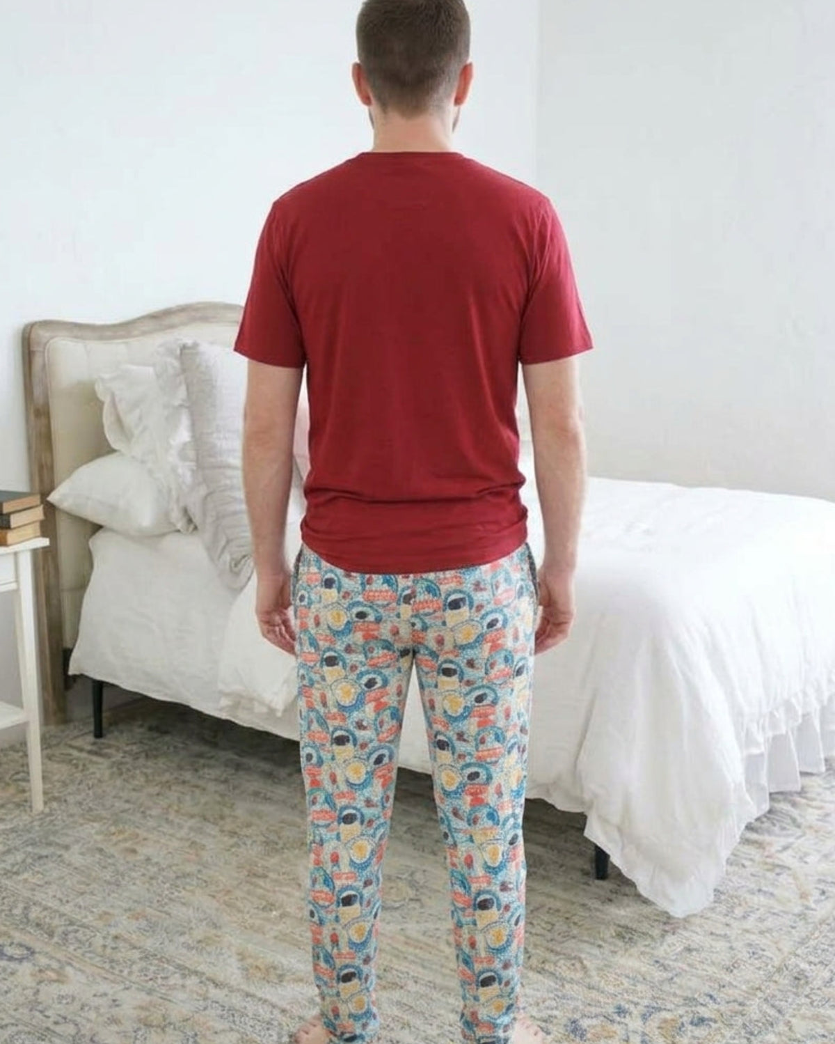 Bob's Sleepwear Co. Bamboo Sleep Tee Red back view — Cloud Nine Pajamas Edmonton