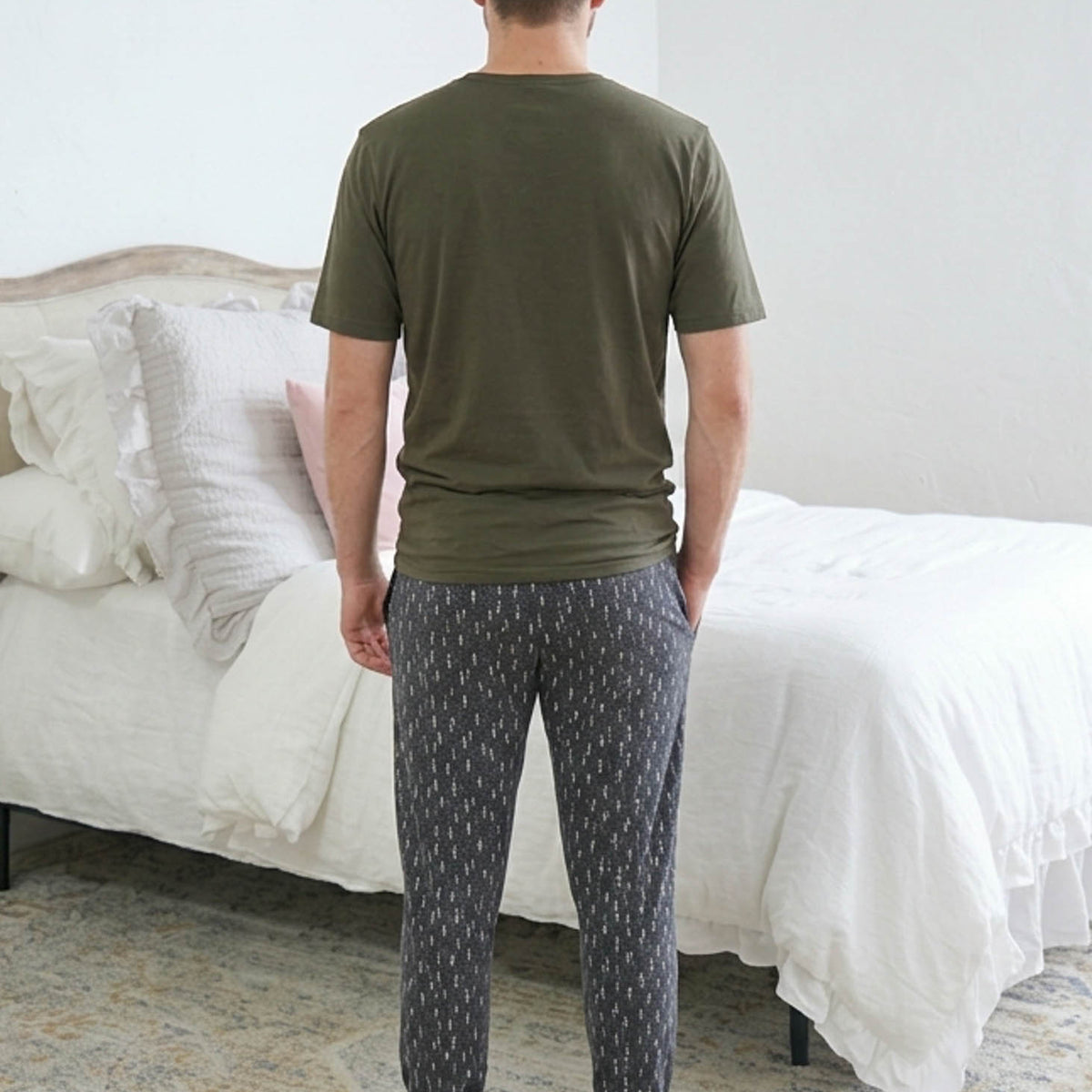 Bob's Sleepwear Co. Trees Bamboo Jogger Pant charcoal back view — Cloud Nine Pajamas Edmonton