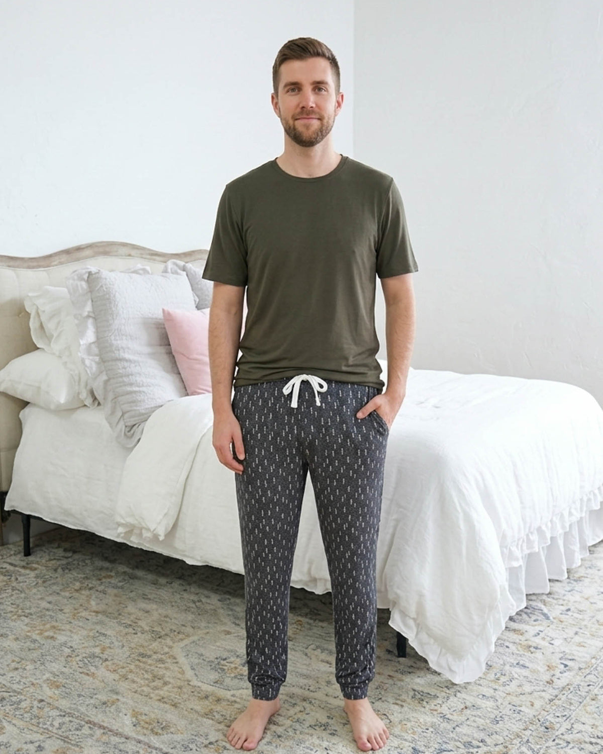 Bob's Sleepwear Co. Trees Bamboo Jogger Pant charcoal men's front view — Cloud Nine Pajamas Edmonton