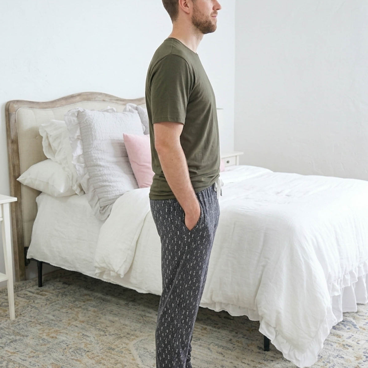 Bob's Sleepwear Co. Trees Bamboo Jogger Pant charcoal side view — Cloud Nine Pajamas Edmonton