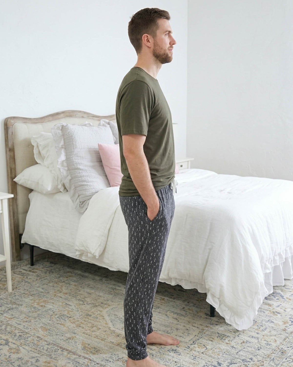 Bob's Sleepwear Co. Trees Bamboo Jogger Pant charcoal side view — Cloud Nine Pajamas Edmonton