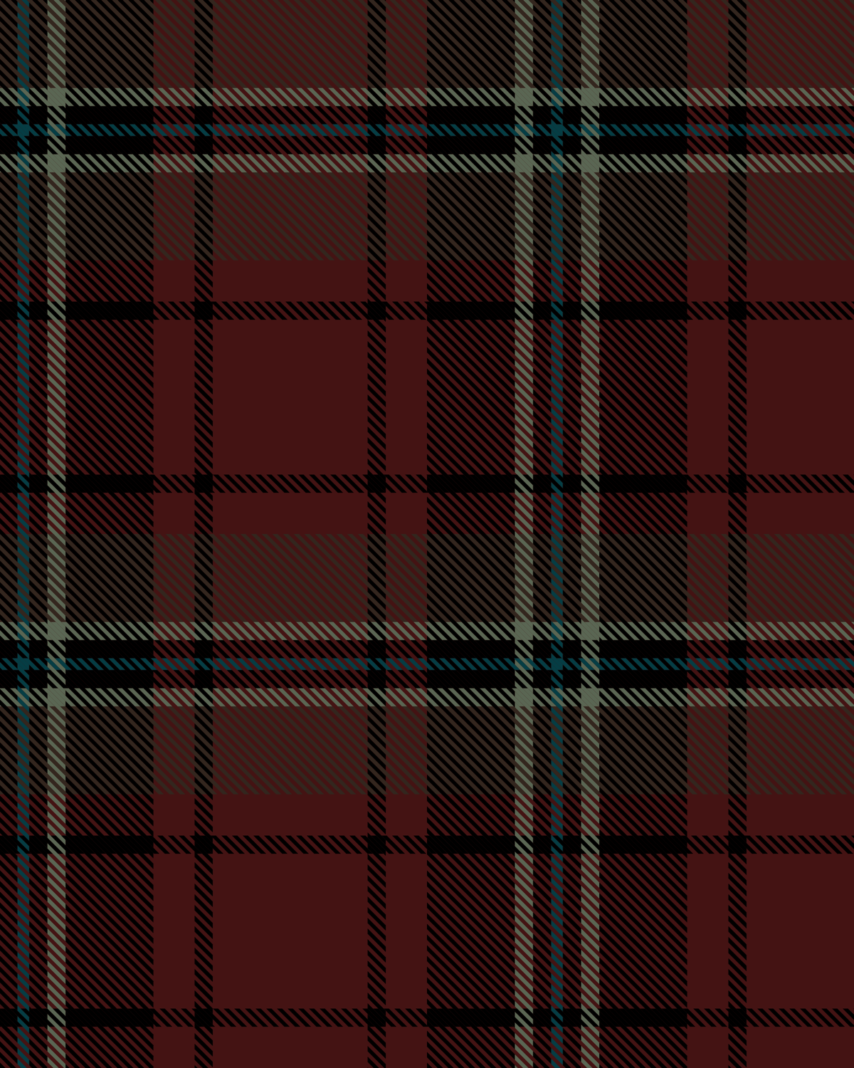 A close-up of a classic tartan plaid pattern in deep burgundy red, black, and thin white stripes - Cloud Nine Pajamas