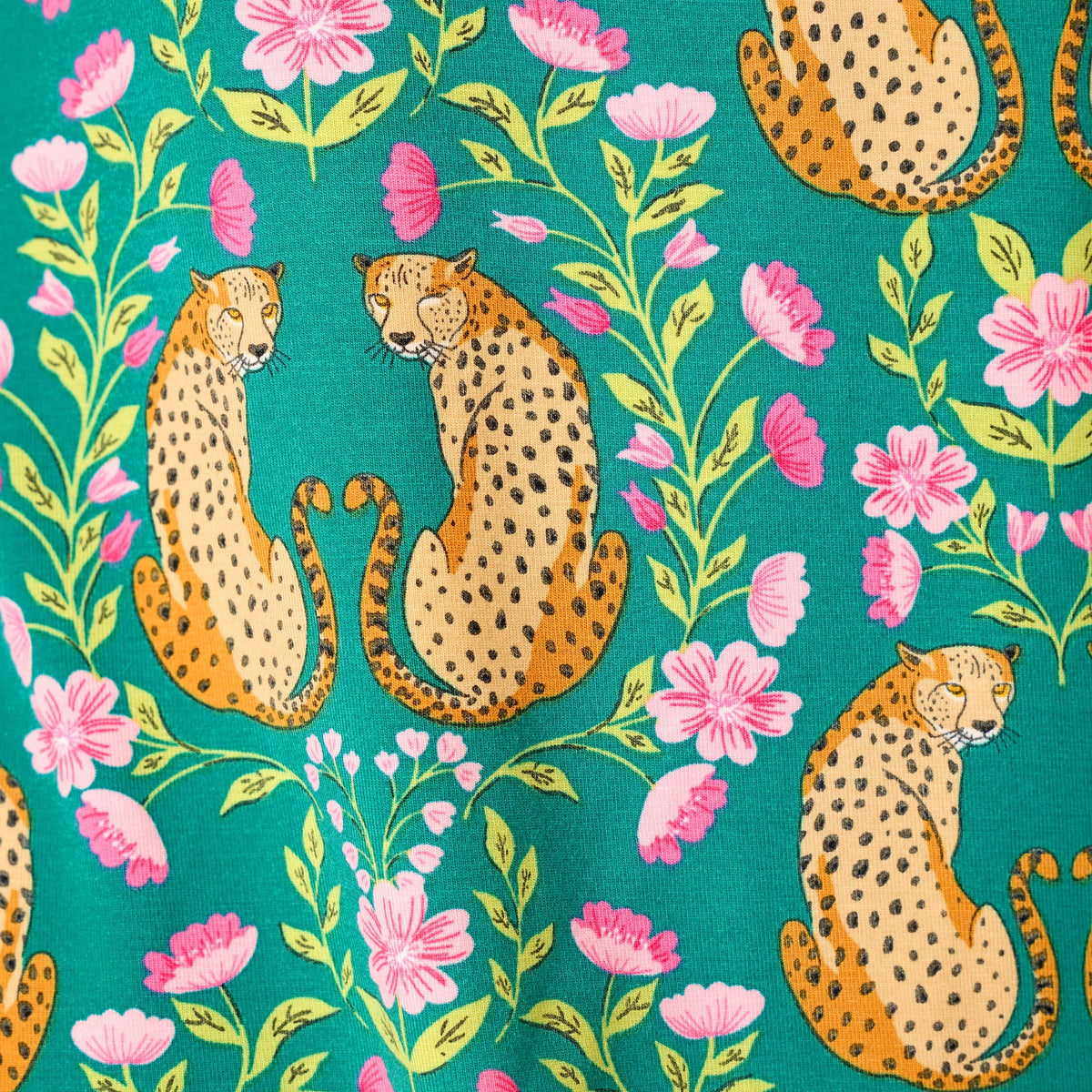 PJ Salvage Cheetah Bonita Dreams Teal Blue colour swatch — Cloud Nine Pajamas