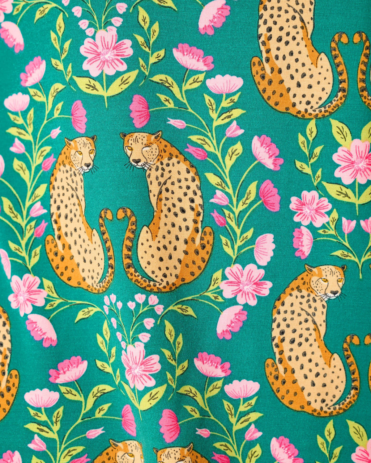 PJ Salvage Cheetah Bonita Dreams Teal Blue colour swatch — Cloud Nine Pajamas