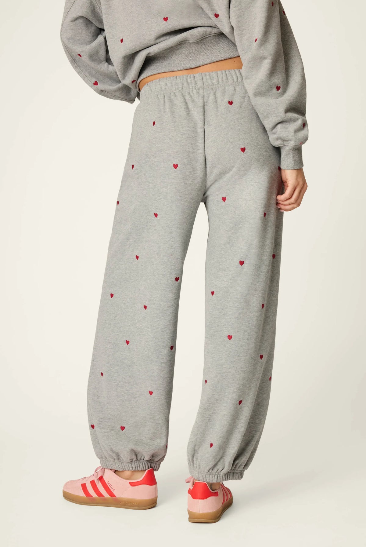 PJ Salvage C'est La Vie Hearts sweatpants back view — Cloud Nine Pajamas