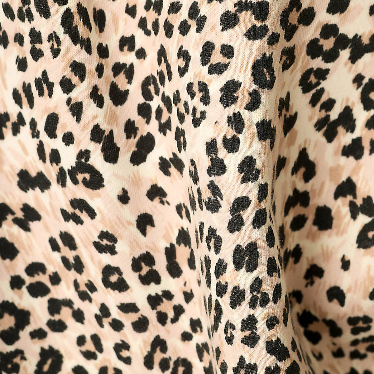 PJ Salvage C'est La Vie All Over Printed Brush Fleece Nude leopard fabric swatch — Cloud Nine Pajamas