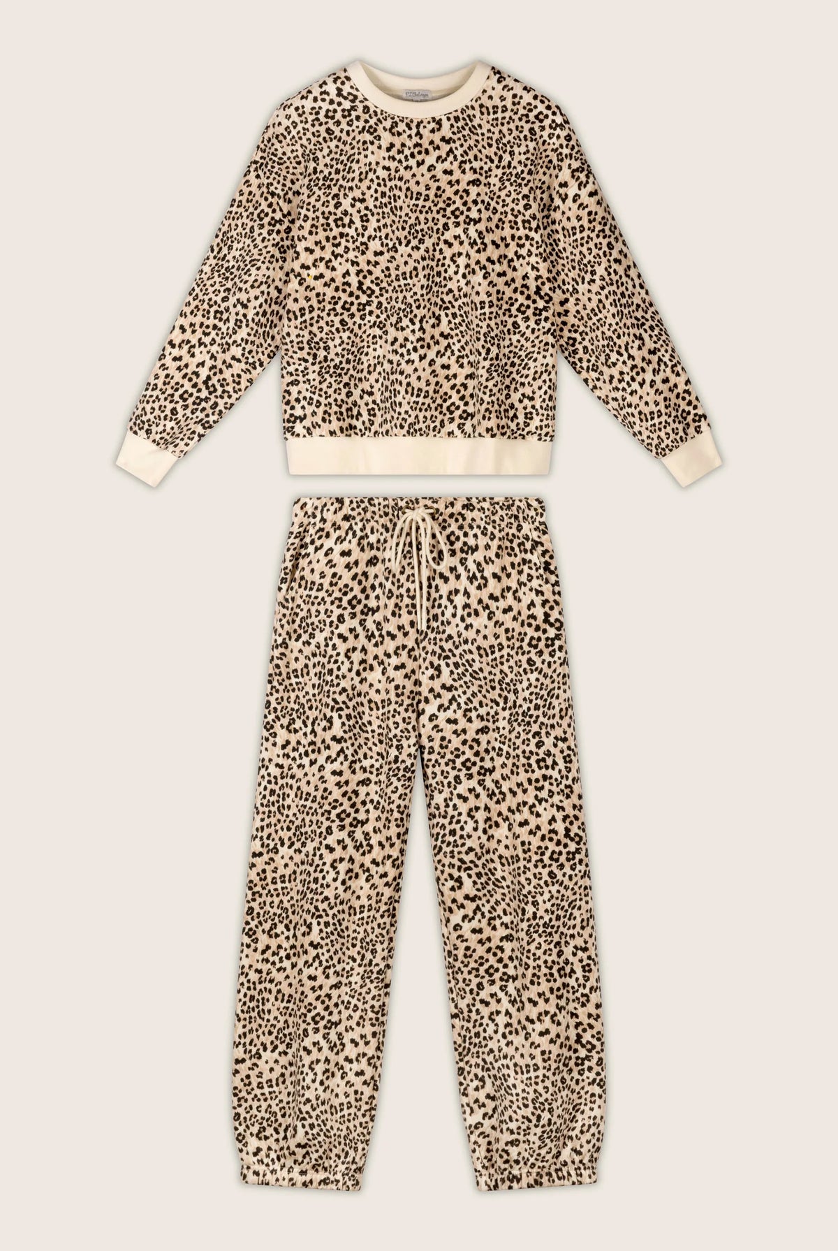 PJ Salvage C'est La Vie Leopard Fleece Set sweatshirt and pants styled together — Cloud Nine Pajamas