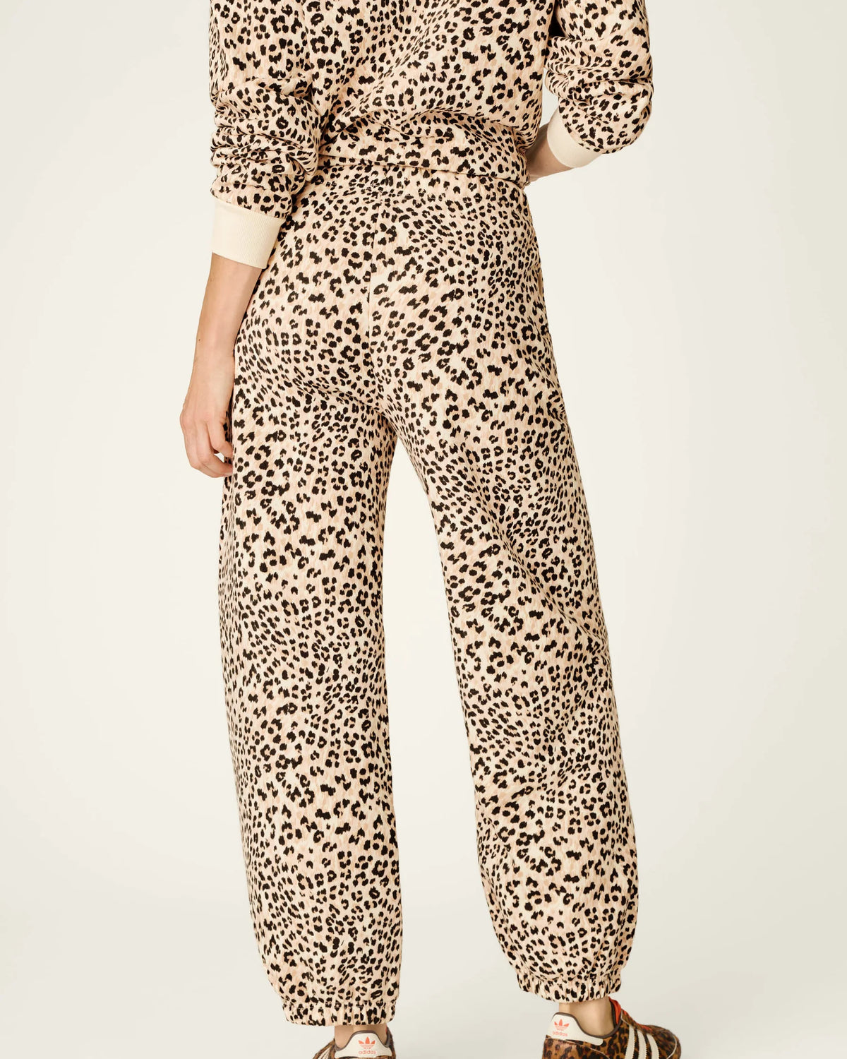 PJ Salvage C'est La Vie Leopard sweatpants model back view — Cloud Nine Pajamas Edmonton