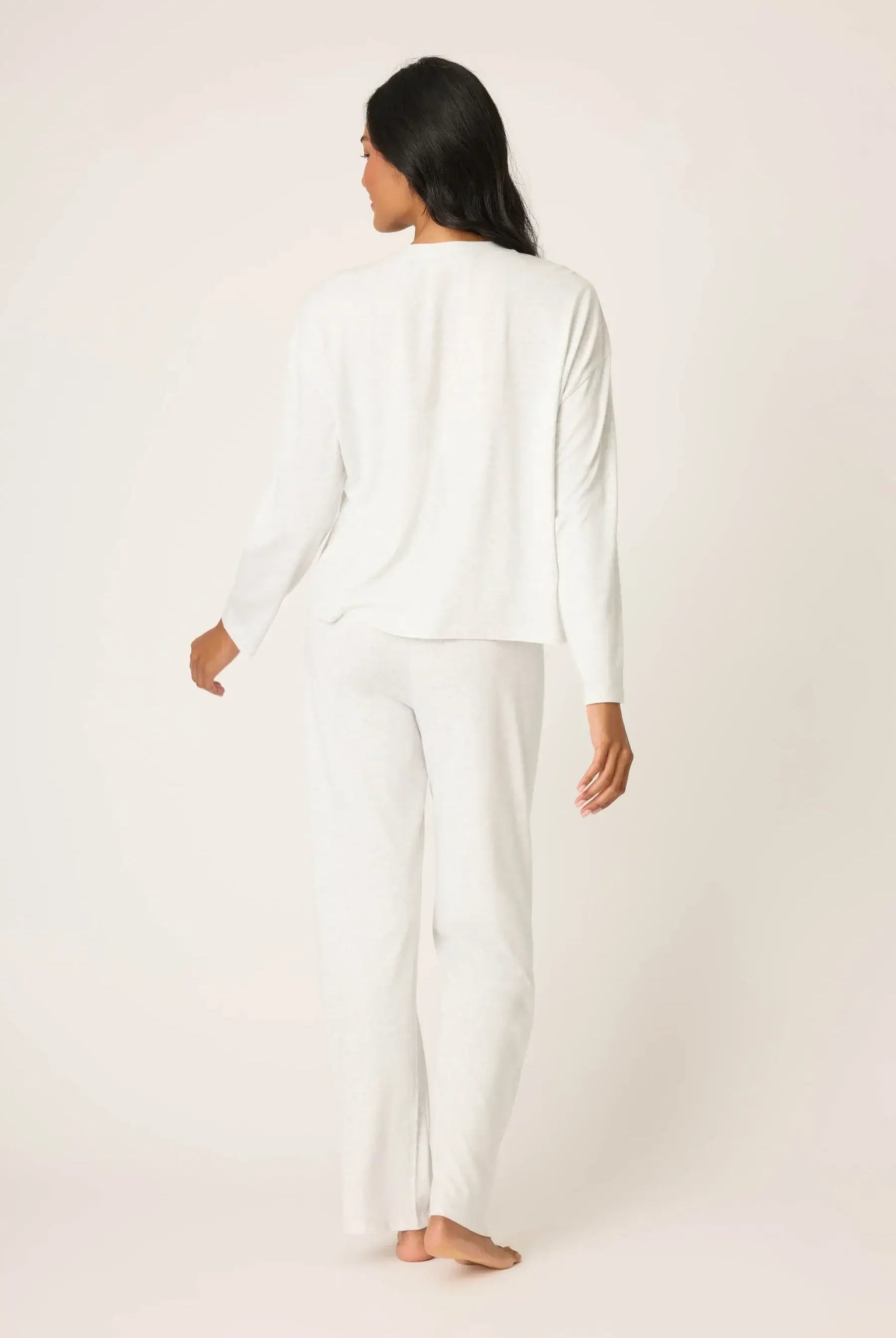 women's white loungewear set in cotton modal