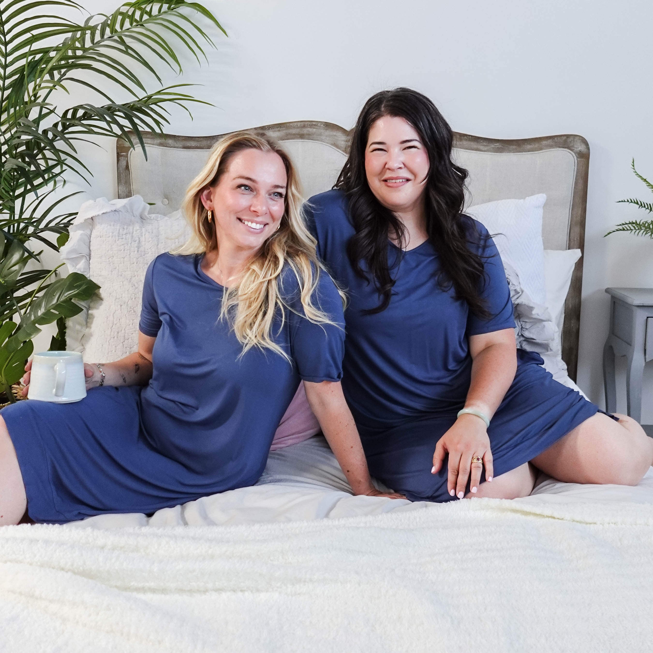 women's denim blue casual t shirt dress nightgown in bamboo - Georgia Rylan