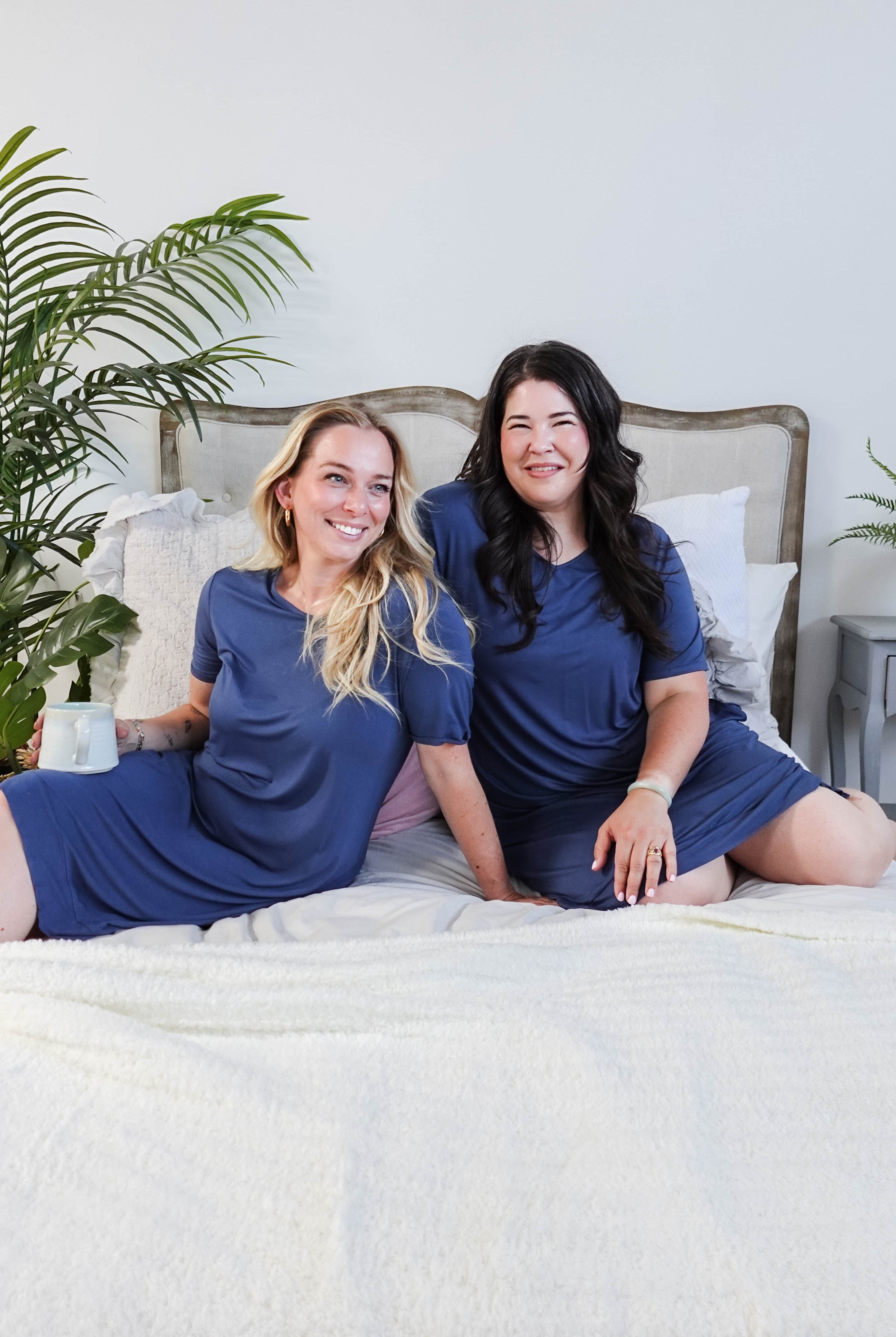 women's denim blue casual t shirt dress nightgown in bamboo - Georgia Rylan