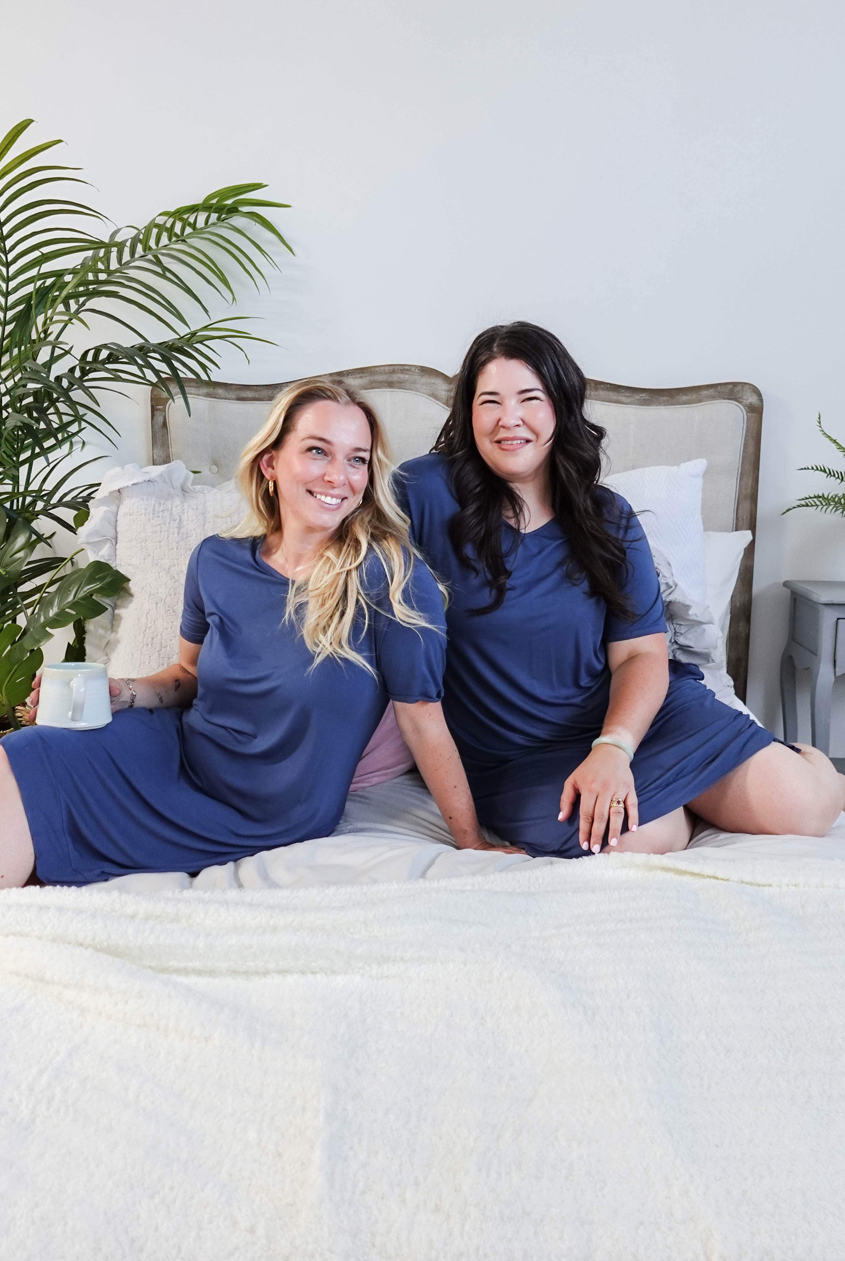 women's denim blue casual t shirt dress nightgown in bamboo - Georgia Rylan