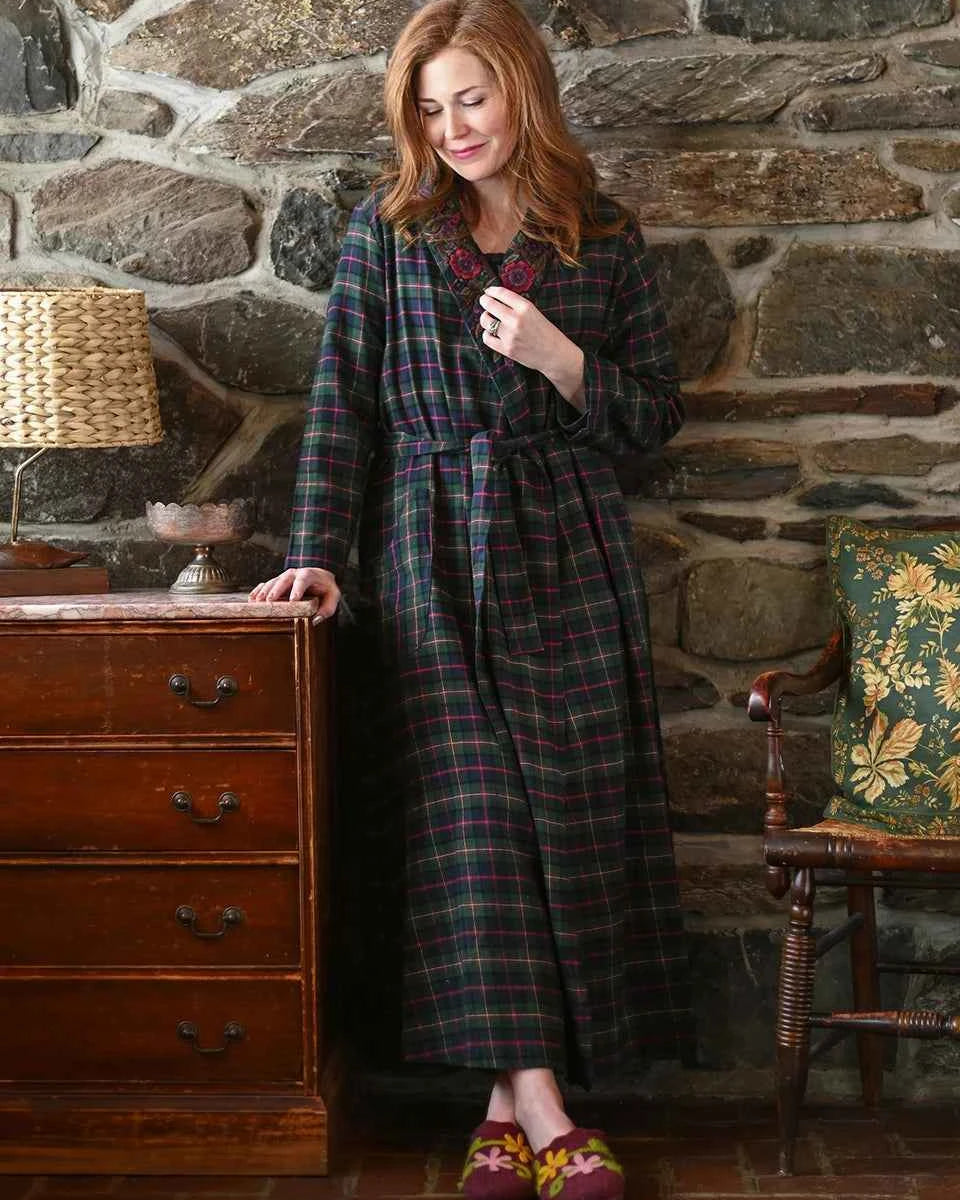 Flannel Robe Saratoga Blue Plaid
